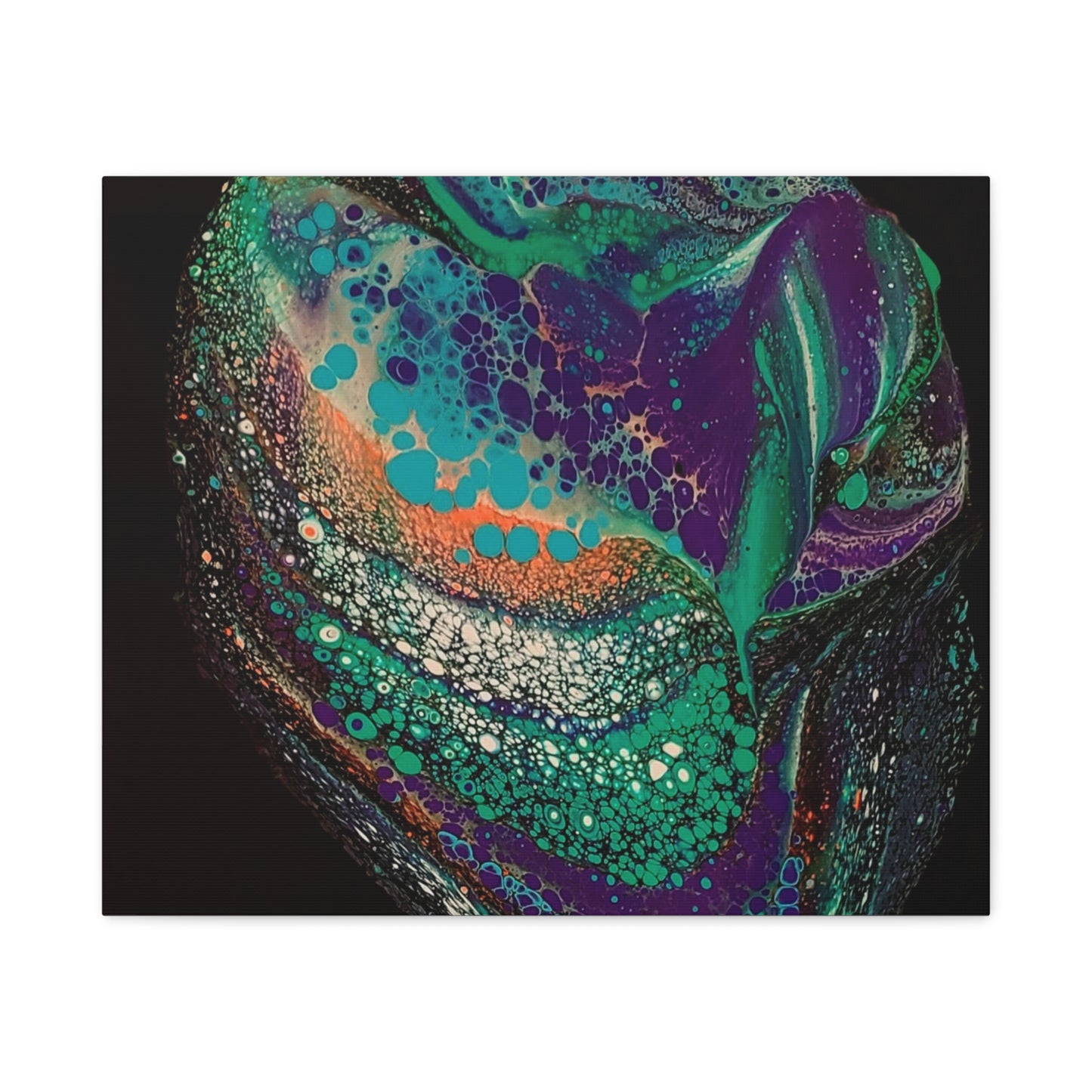 Abstract Fluid Art Canvas Print — Teal, Purple & Gold Swirl Matte Stretched Wall Art