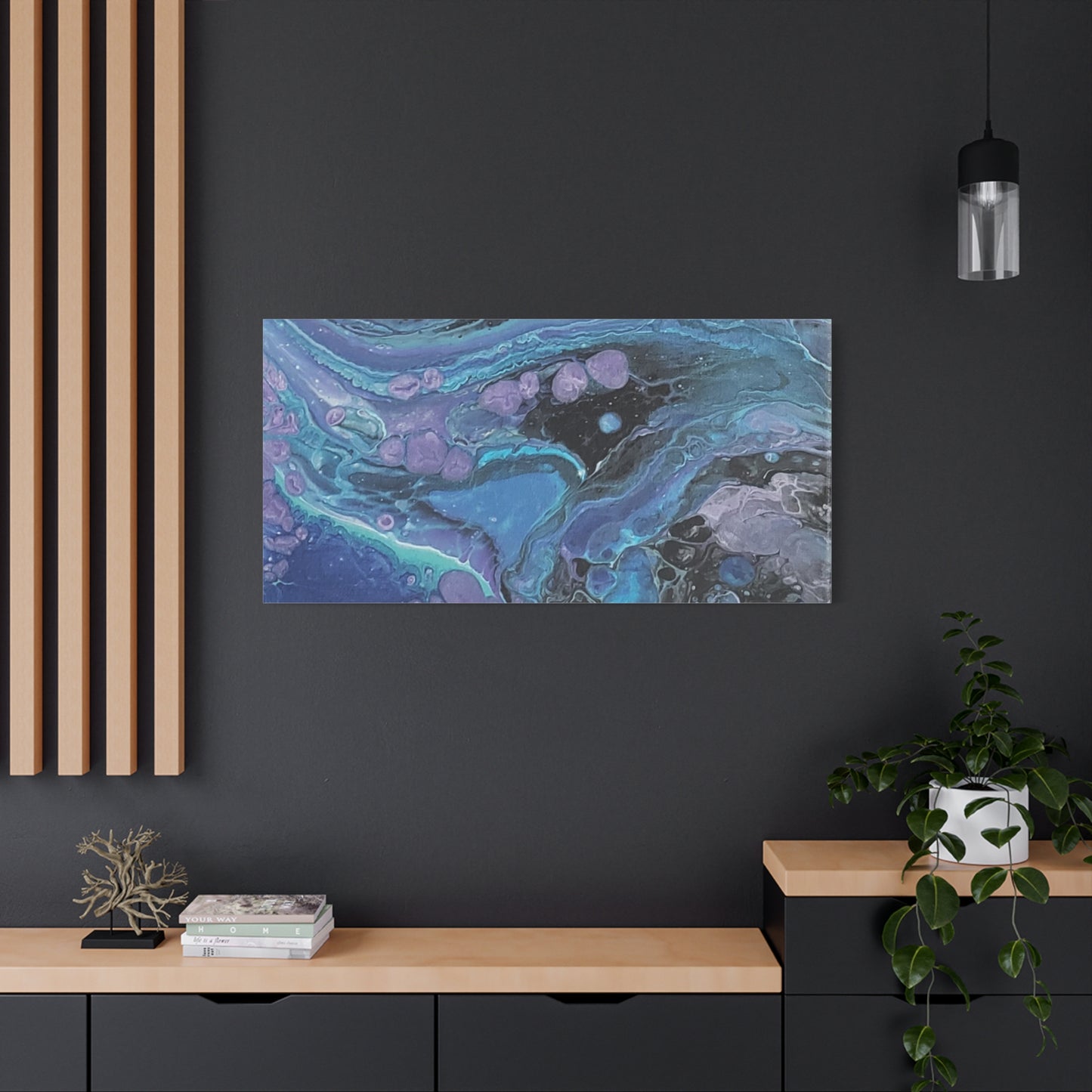 Abstract Ocean Wave Matte Canvas Print — Blue & Purple Fluid Art, Stretched 1.25"