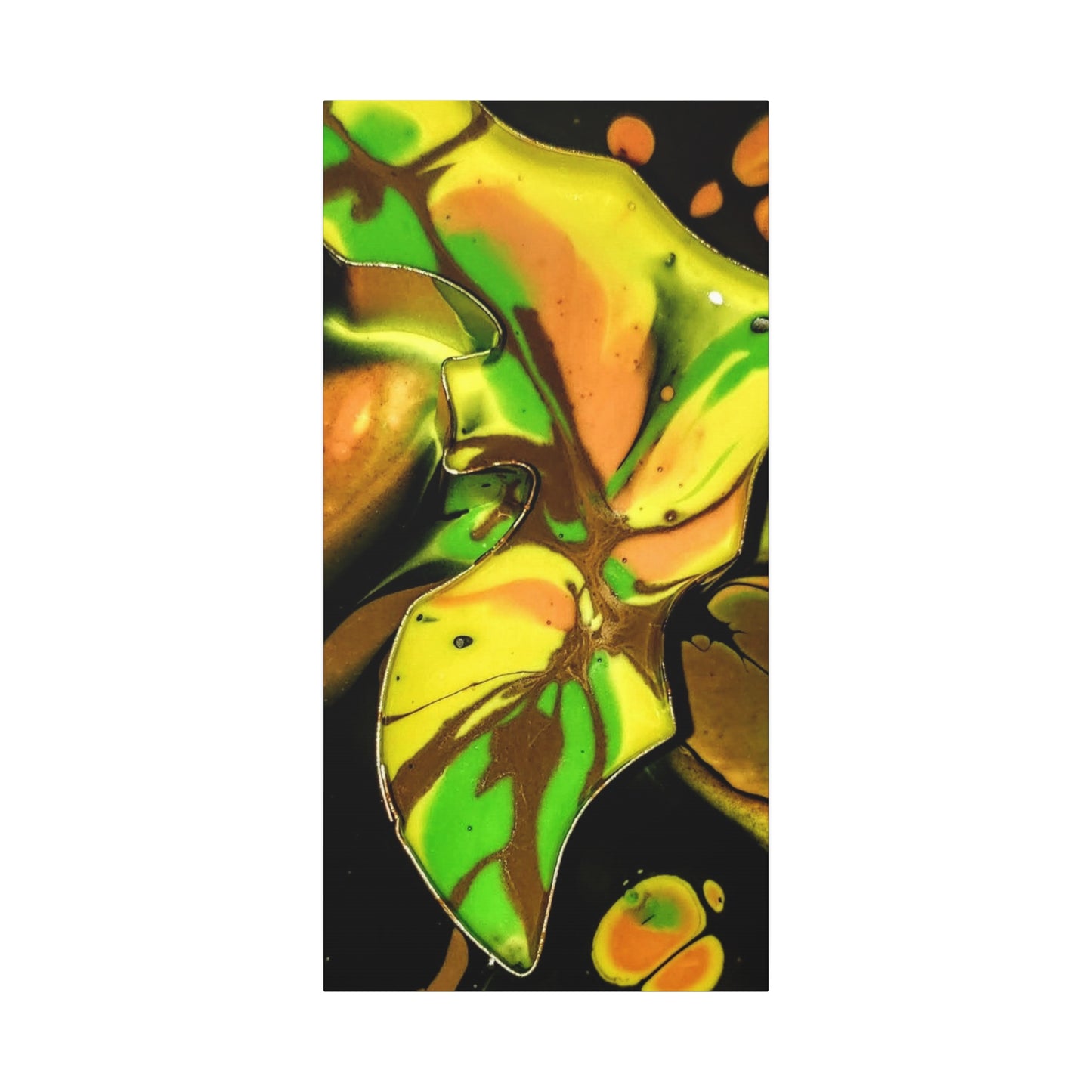 Abstract Green & Gold Fluid Art Matte Canvas Print (Stretched)