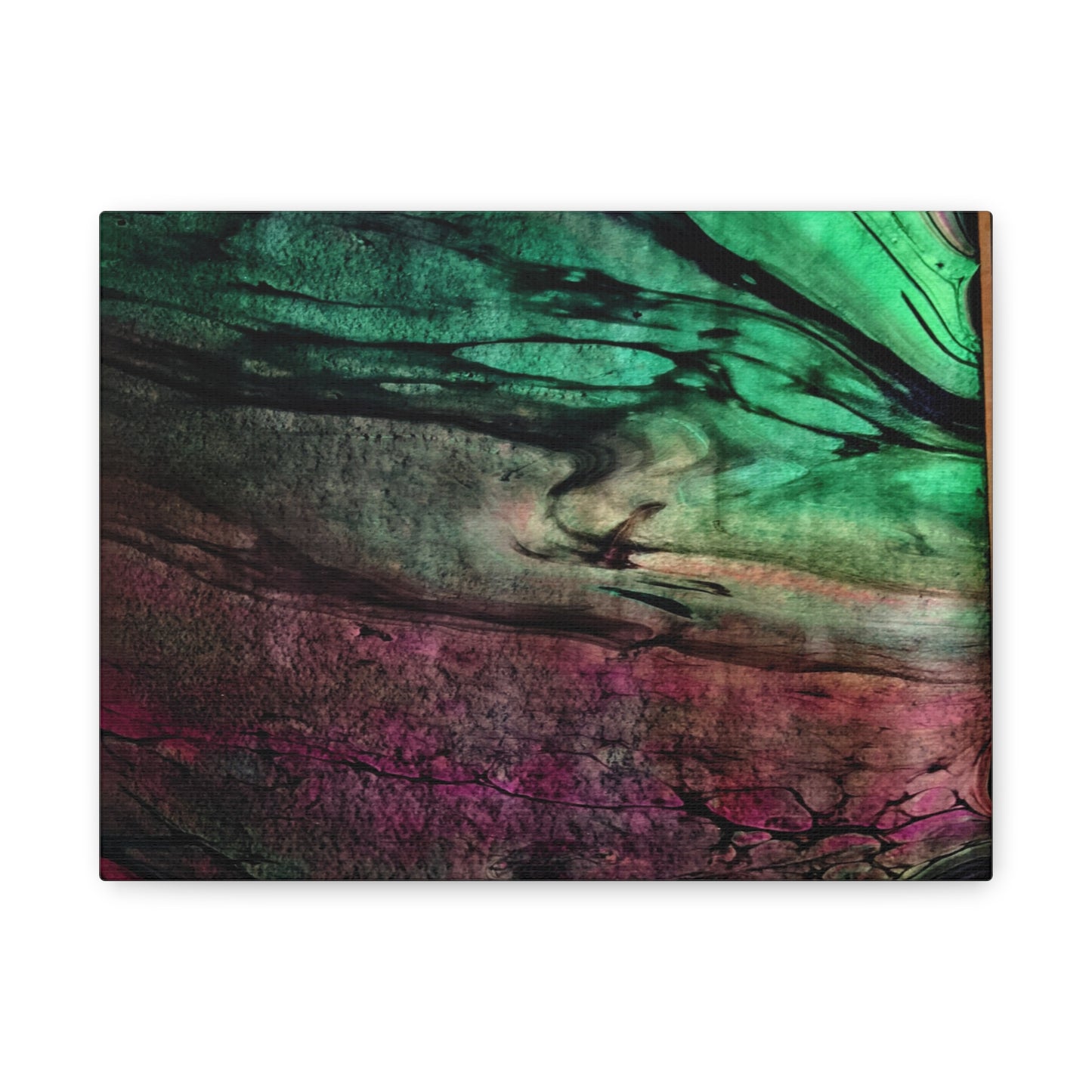 flame tempered pour - Abstract Teal & Magenta Canvas Wall Art — Matte Stretched 1.25"