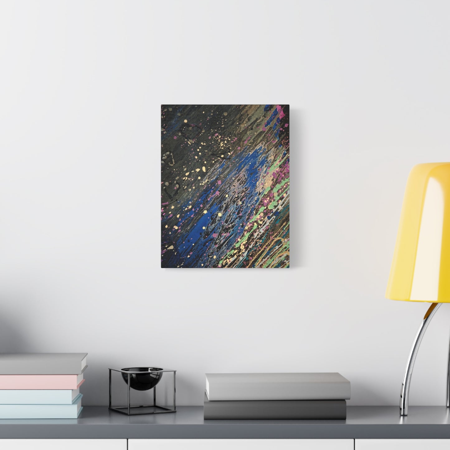 Abstract Splatter Matte Canvas Print — Colorful Fluid Art Wall Decor, Stretched 1.25"