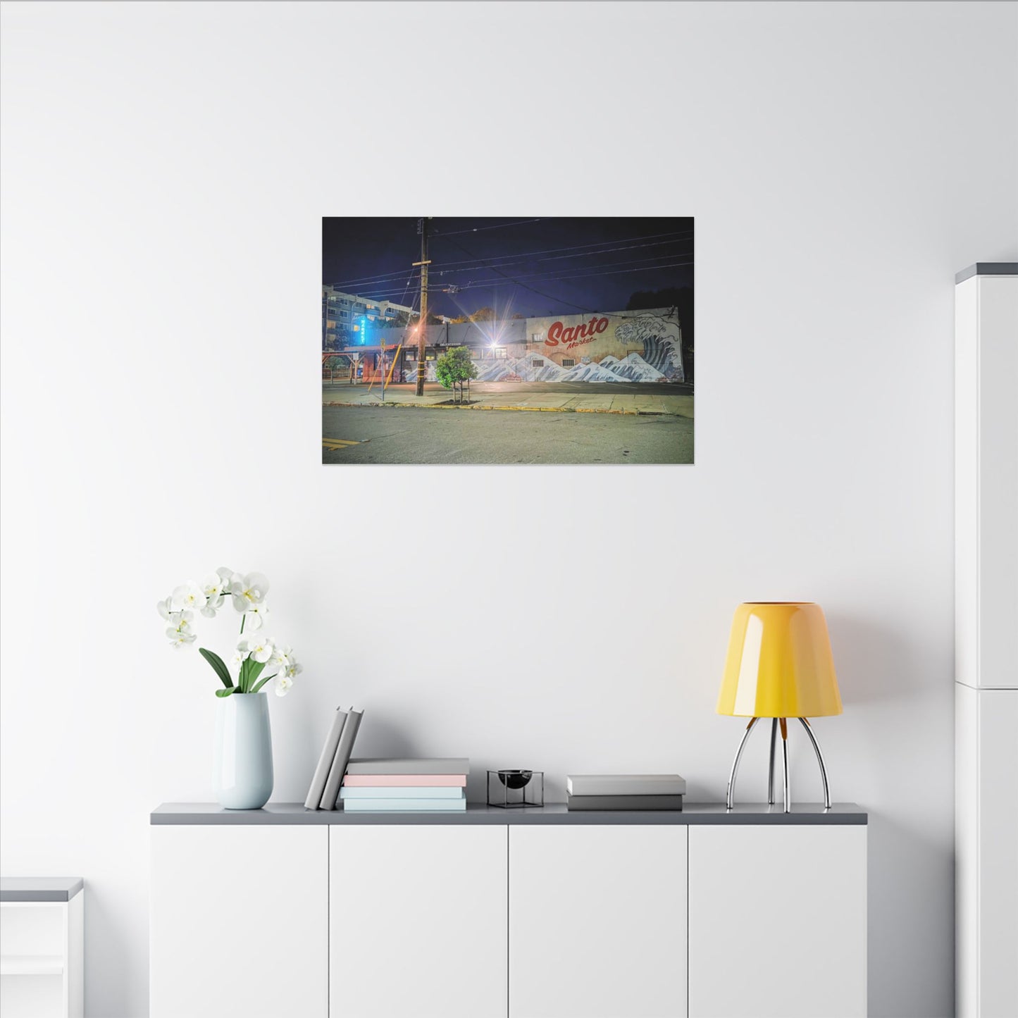 Santo Market Mural (7th&taylor)— Nighttime Urban Wall Art