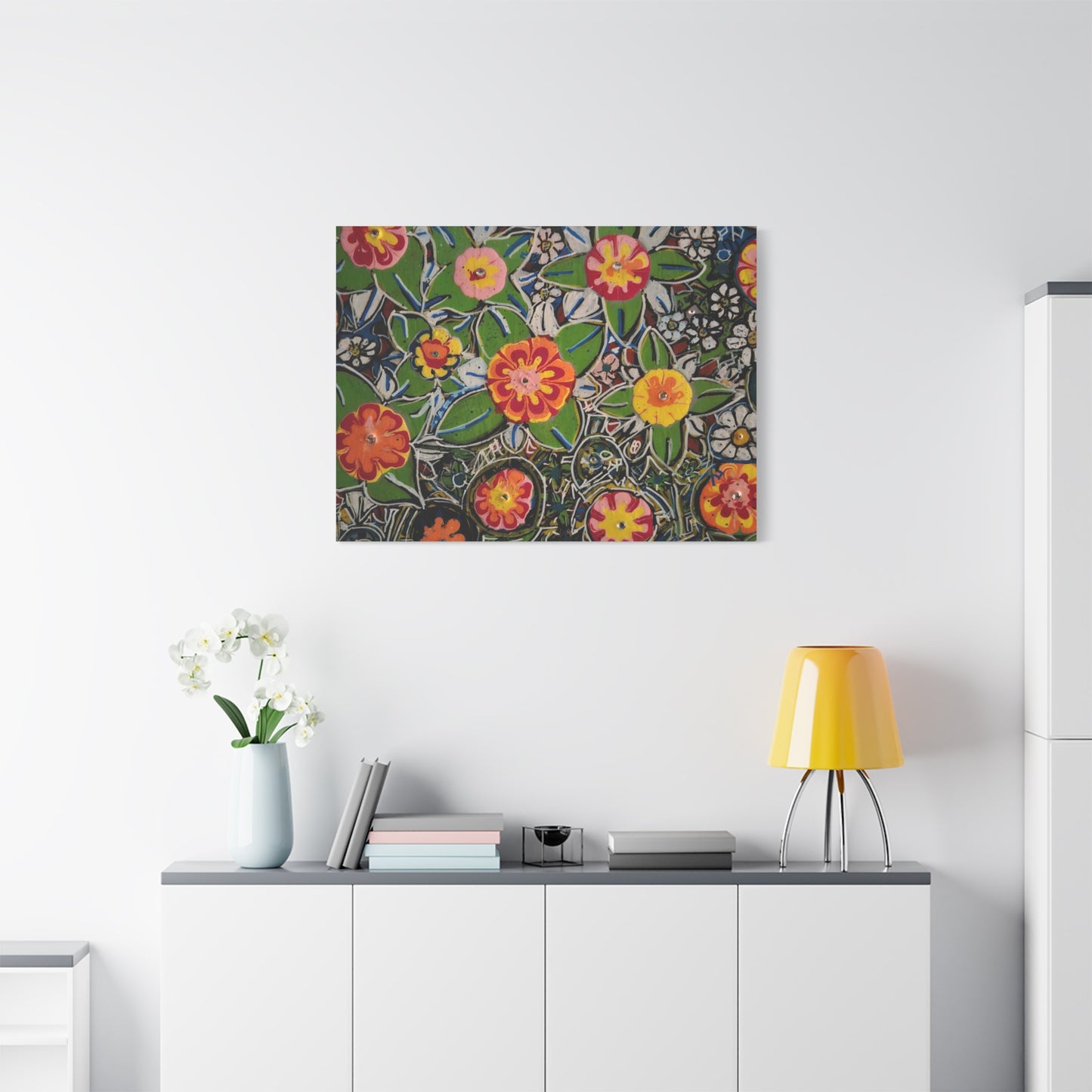 Urban_gardening-04 - Floral Pop Matte Stretched Canvas – Colorful Hand-Painted Garden Wall Art