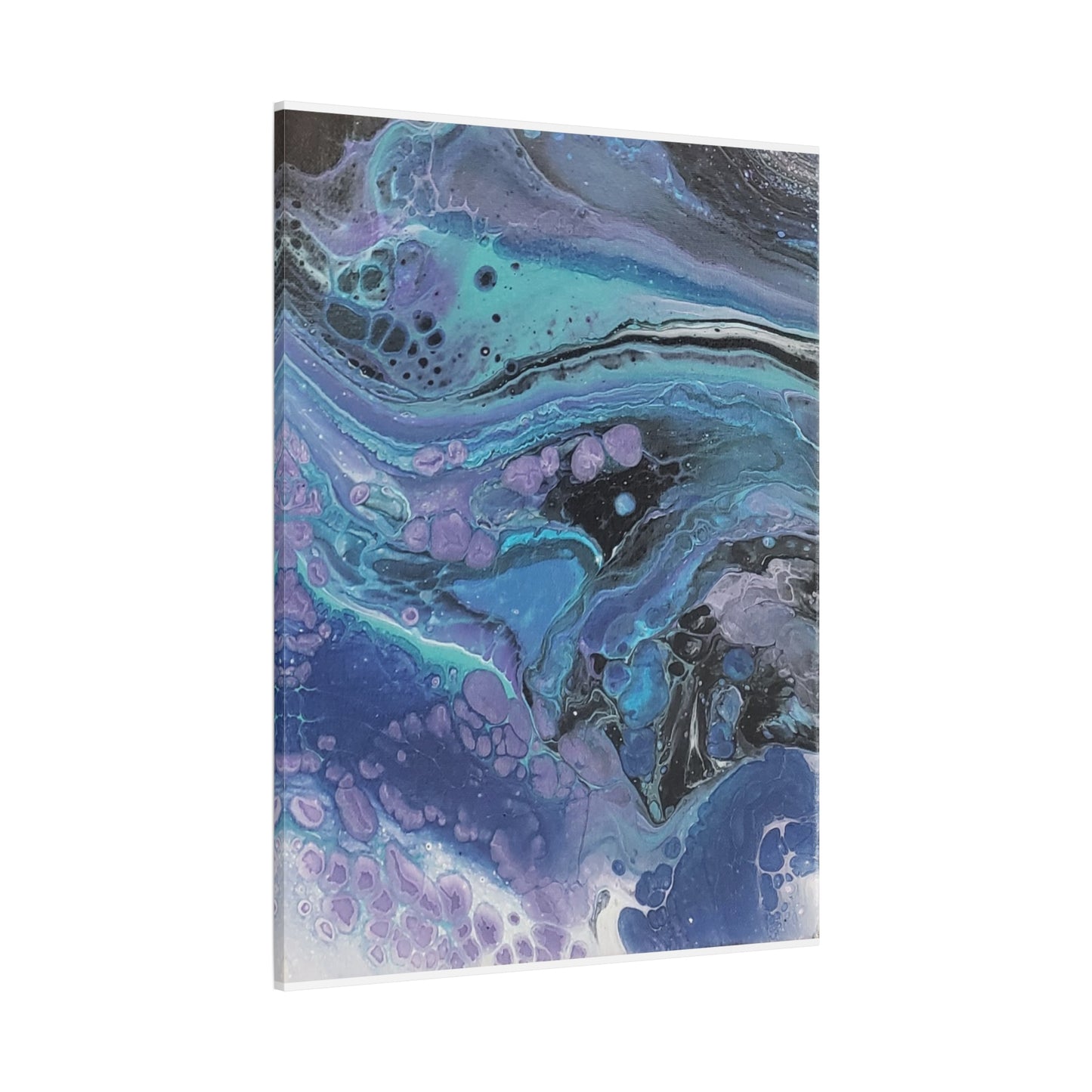 Abstract Ocean Wave Matte Canvas Print — Blue & Purple Fluid Art, Stretched 1.25"