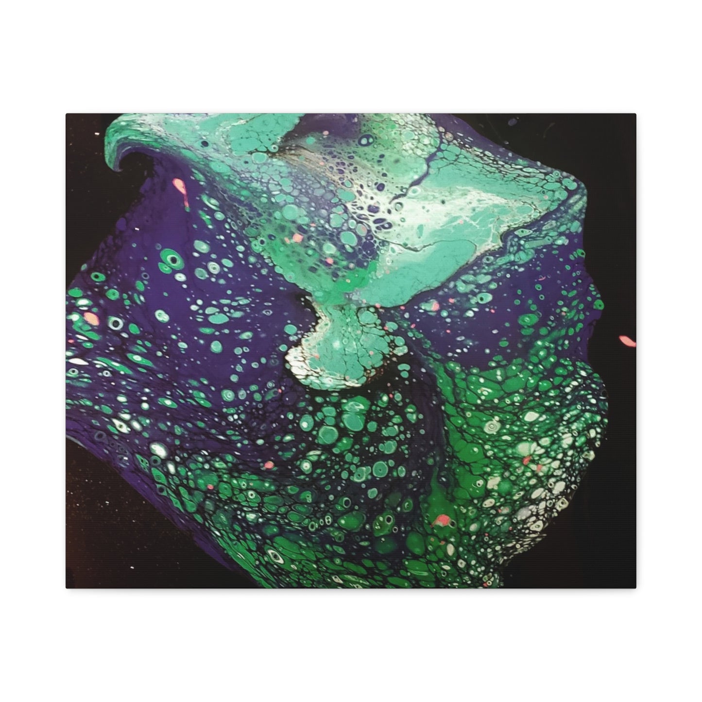 Abstract Green & Teal Fluid Art Canvas Print - Matte Stretched Wall Art