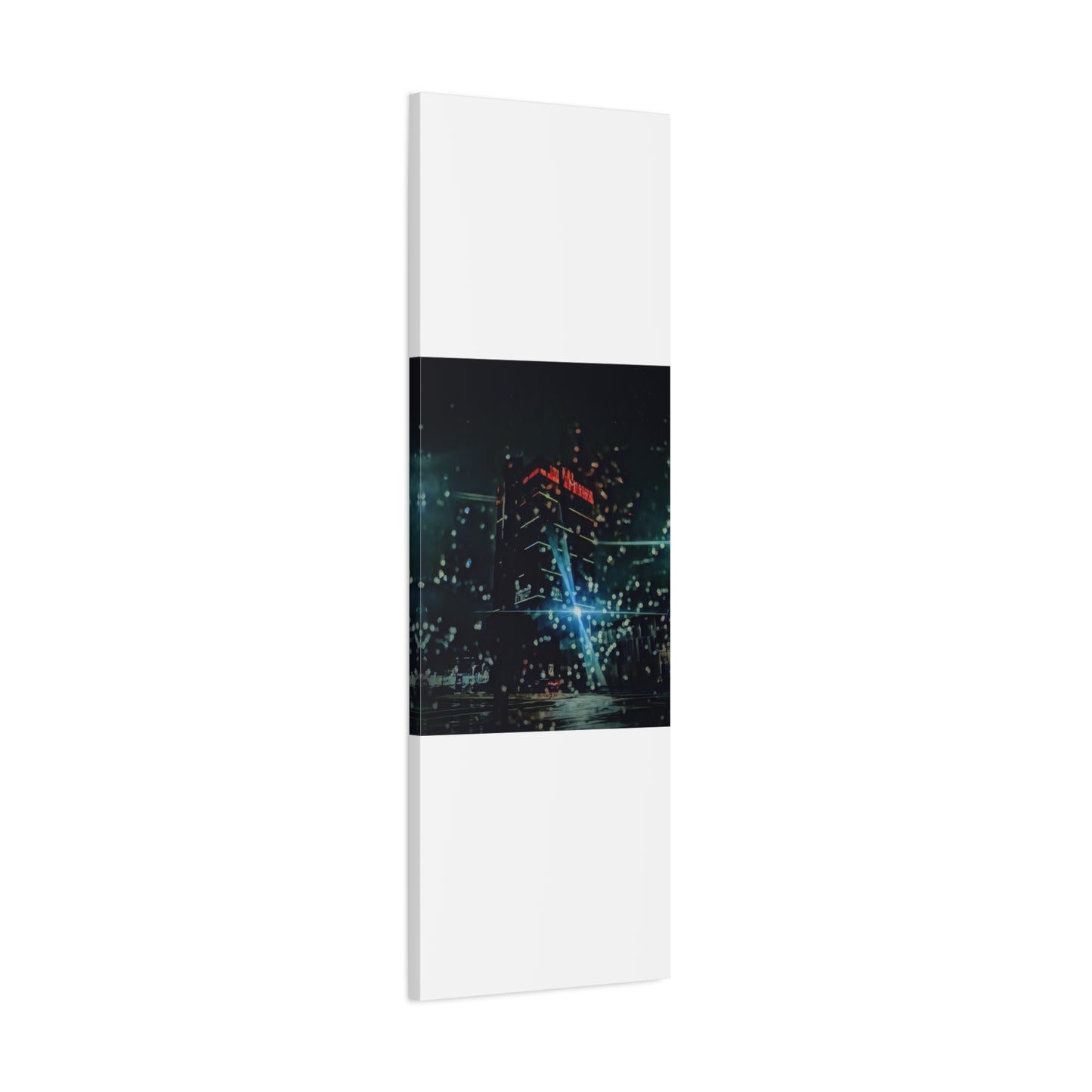 matrix @night Canvas Print — Moody Rainy Urban Wall Art (Matte Stretched)