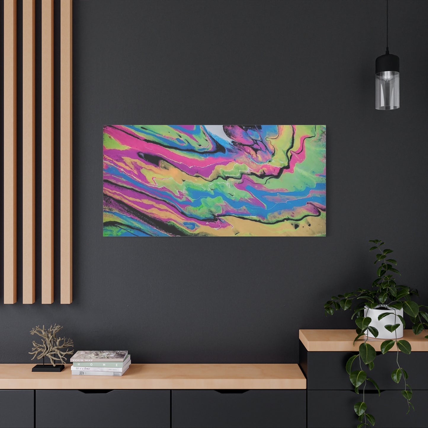 Abstract Neon Fluid Art Canvas Print — Vibrant Psychedelic Wall Decor