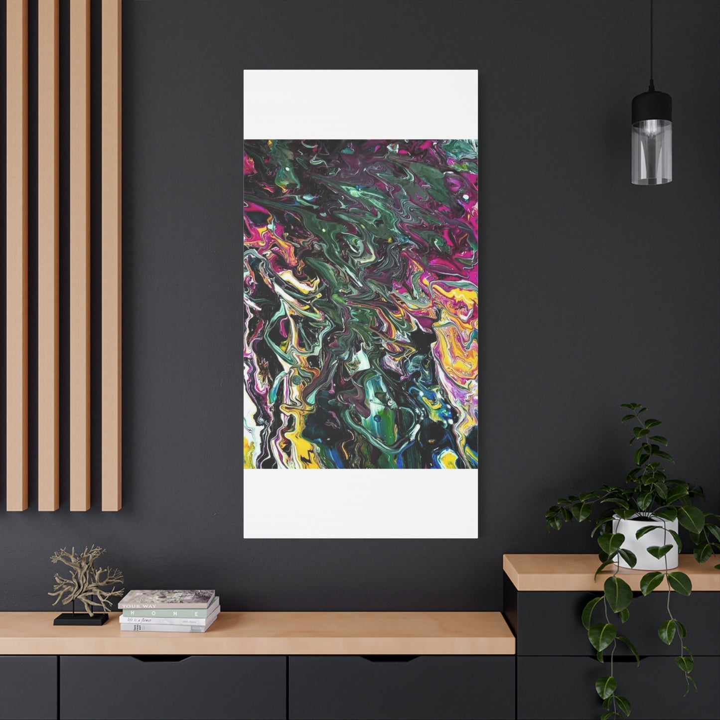 chaos in the garden - Abstract Fluid Art Matte Canvas Print - Colorful Swirl Wall Art