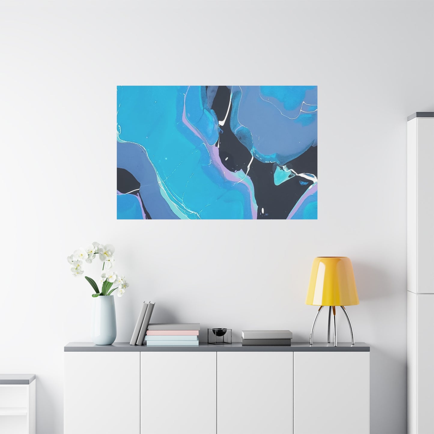 Abstract Blue Fluid Art Canvas Print — Matte Stretched Wall Art 1.25"
