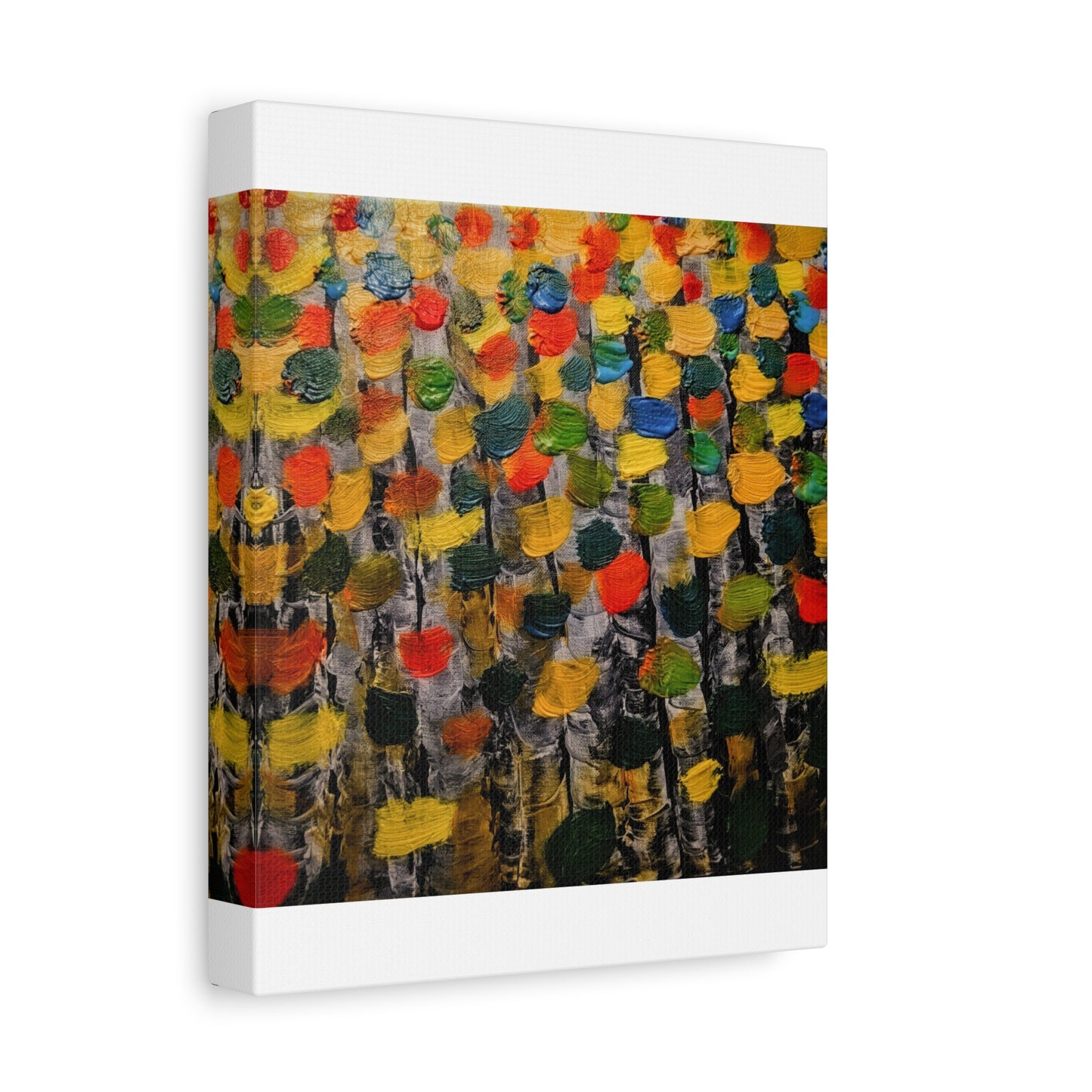 birch trees with color strokes - Abstract Color Bloom Matte Canvas Wall Art — Stretched 1.25"
