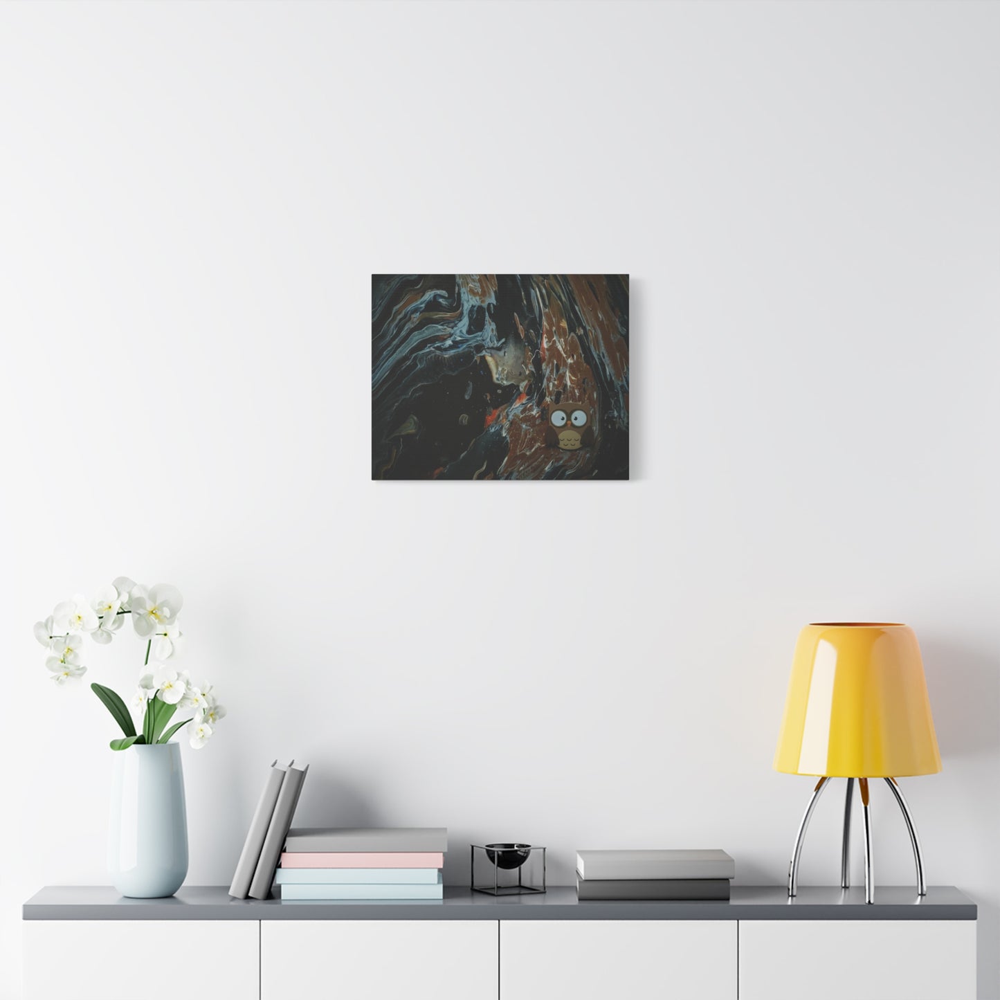 Abstract Swirl Owl Matte Canvas Print