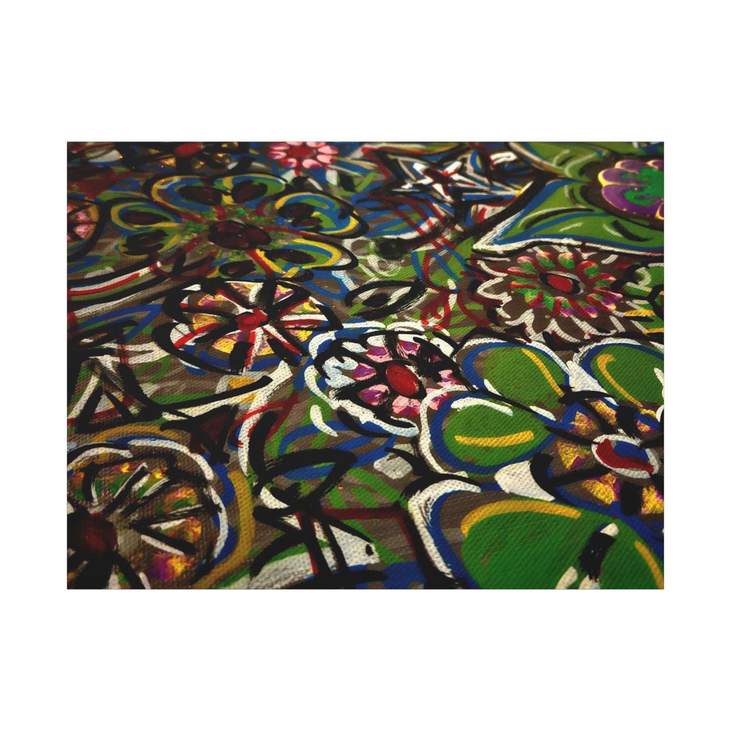 Urban_Gardening - Abstract Floral Canvas Print — Colorful Street-Art Style Stretched Wall Art