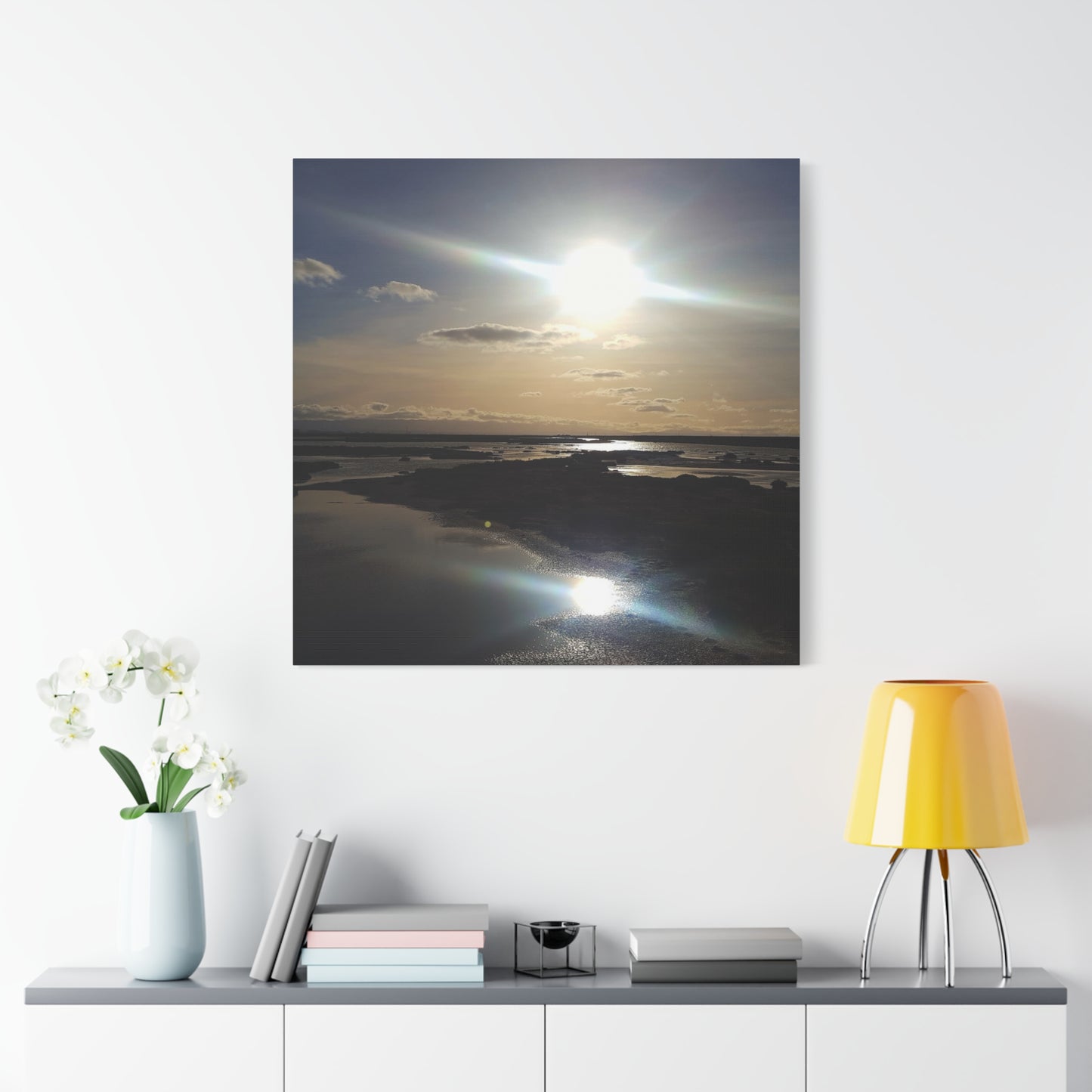 Sunlit Coastal Reflection (don edwards preserve)Canvas Print — Matte Stretched Wall Art