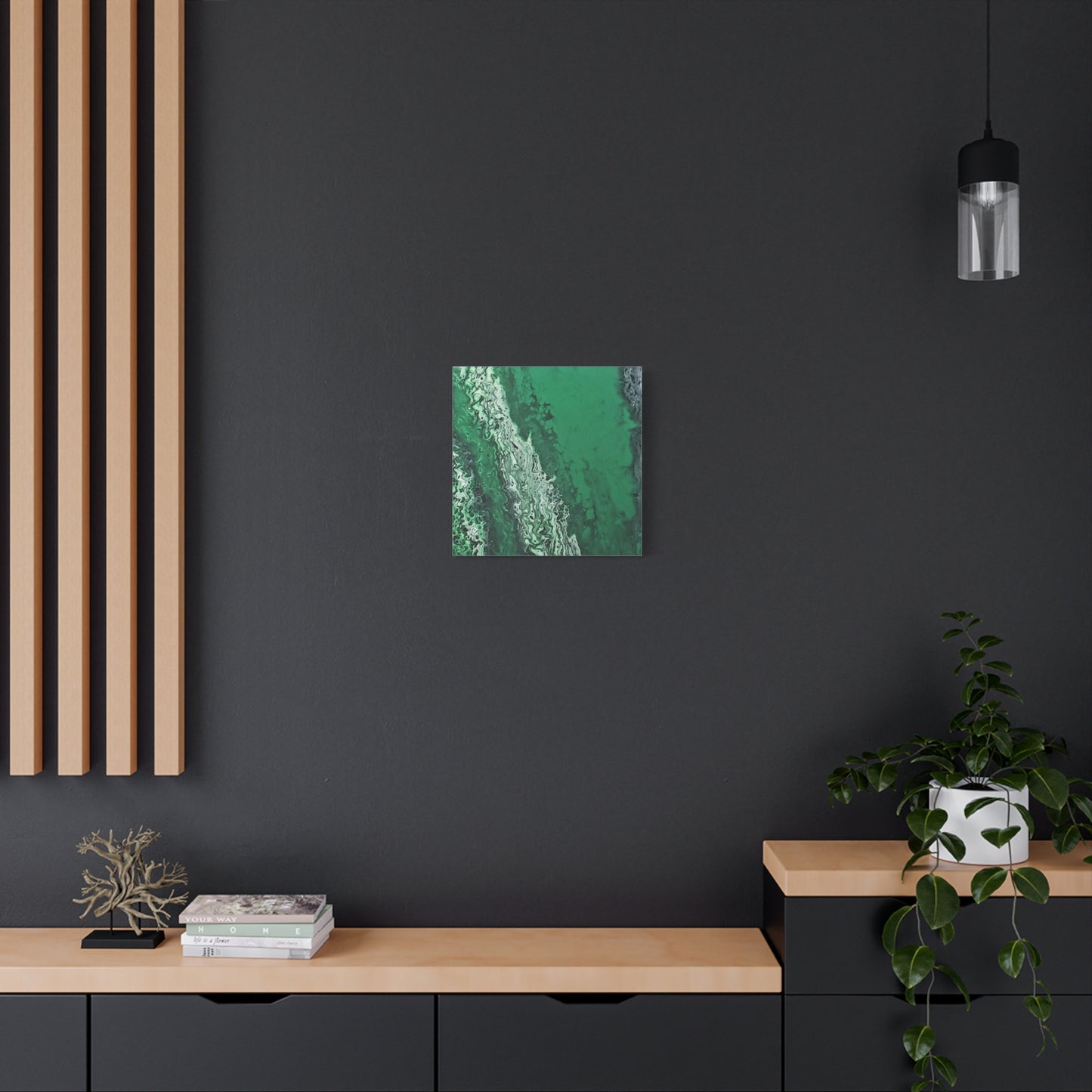 Emerald Wave Abstract Canvas Print — Matte Stretched Wall Art