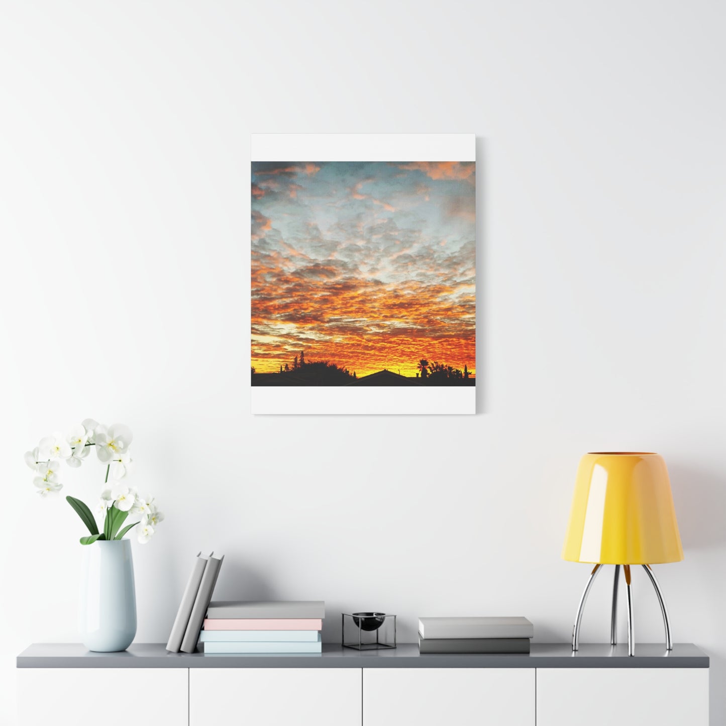Sunset Sky Canvas Print — Orange Cloudscape Matte Stretched Wall Art