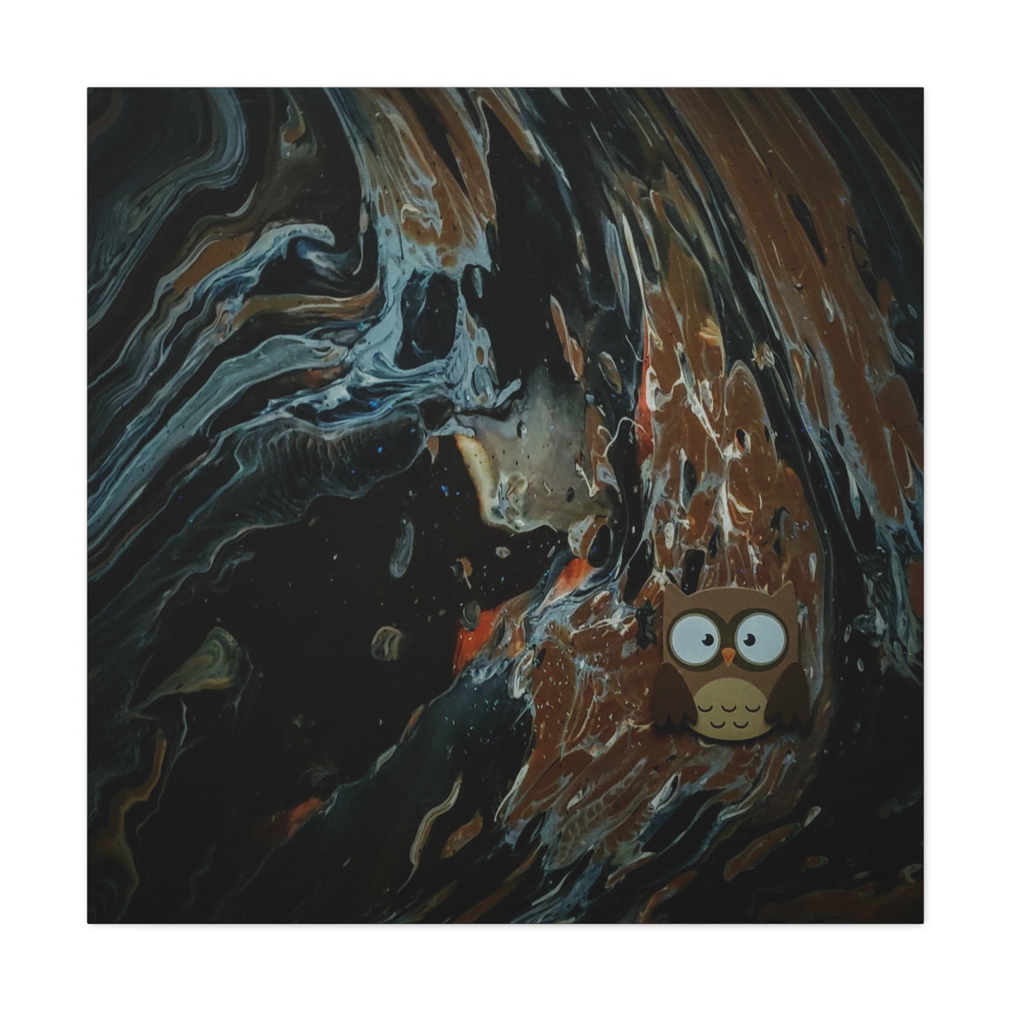 Abstract Swirl Owl Matte Canvas Print