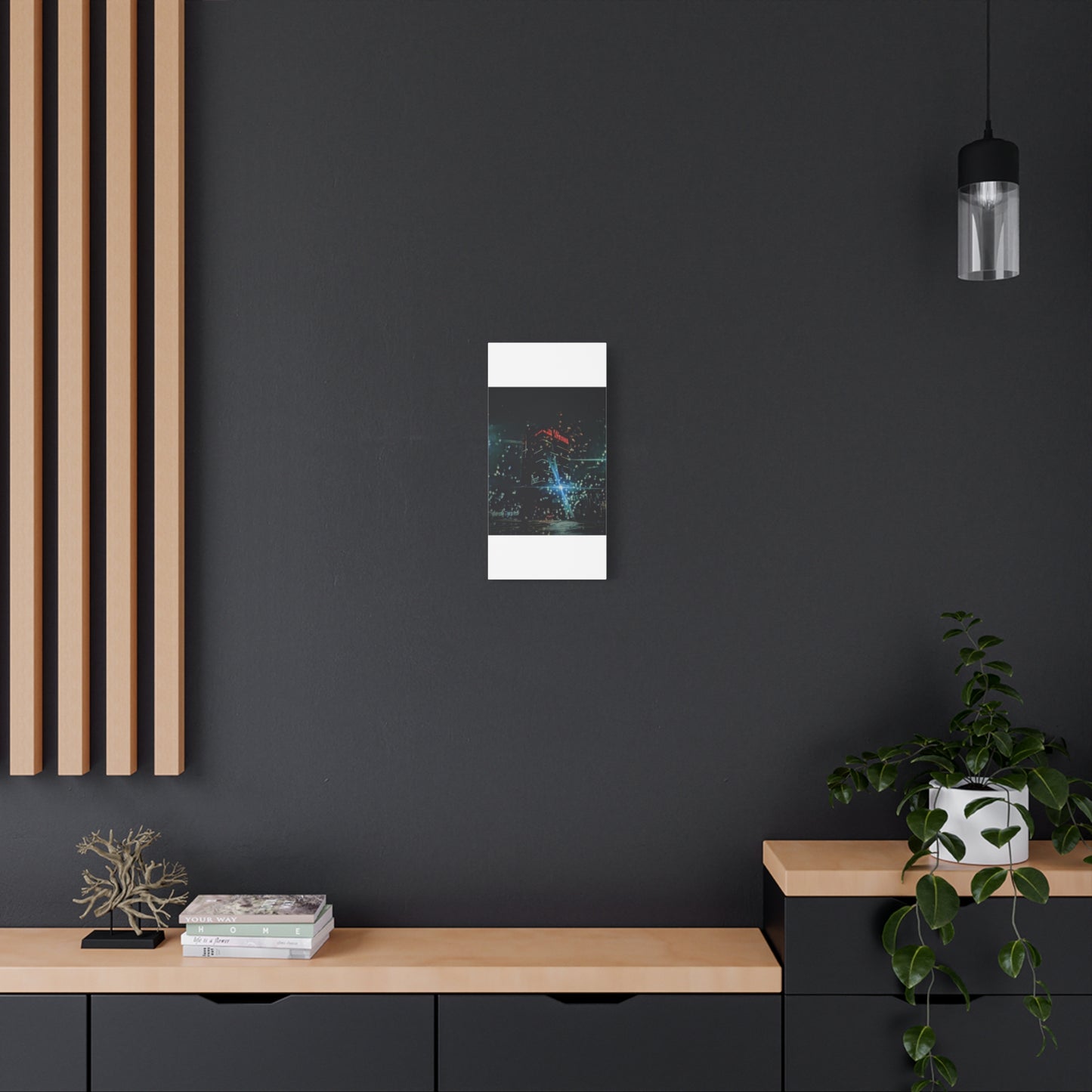 matrix @night Canvas Print — Moody Rainy Urban Wall Art (Matte Stretched)