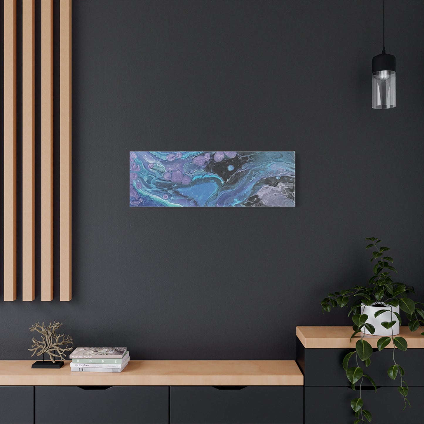 Abstract Ocean Wave Matte Canvas Print — Blue & Purple Fluid Art, Stretched 1.25"