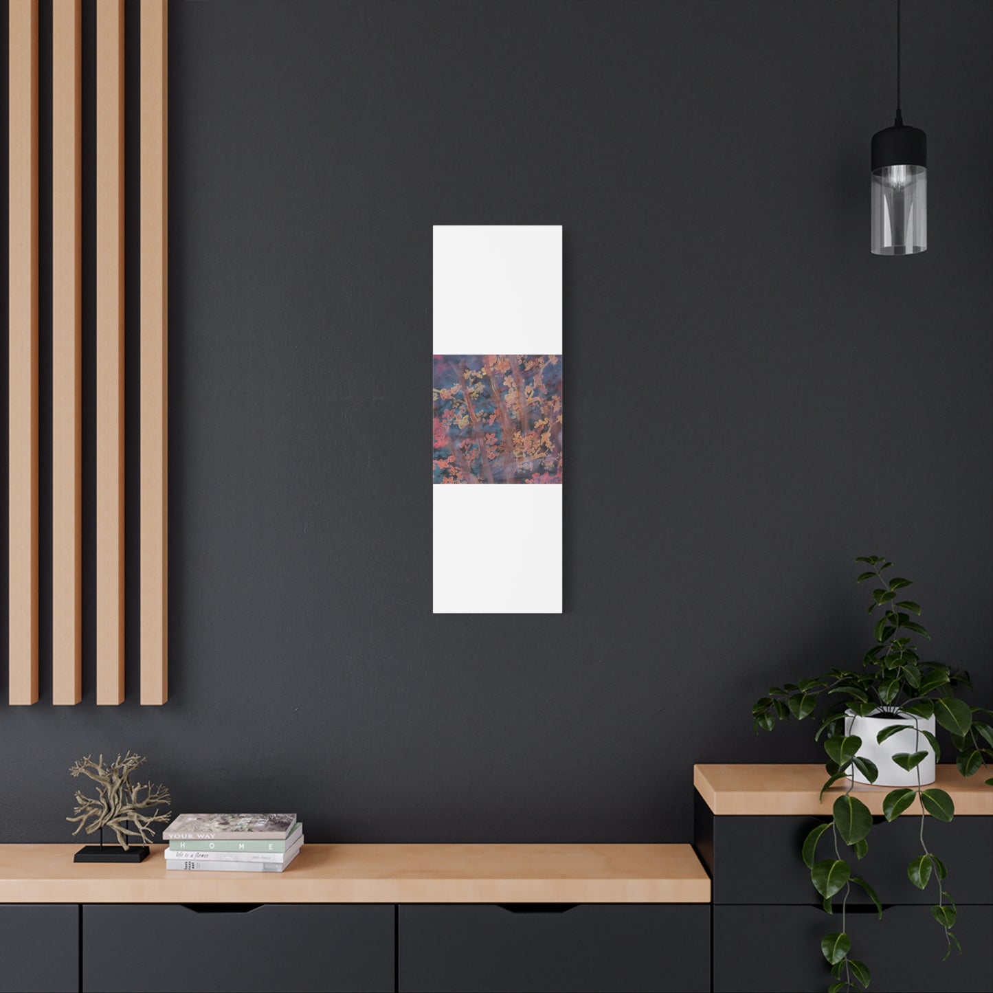 Abstract Floral Canvas Print — Moody Pink & Blue Stretched Wall Art