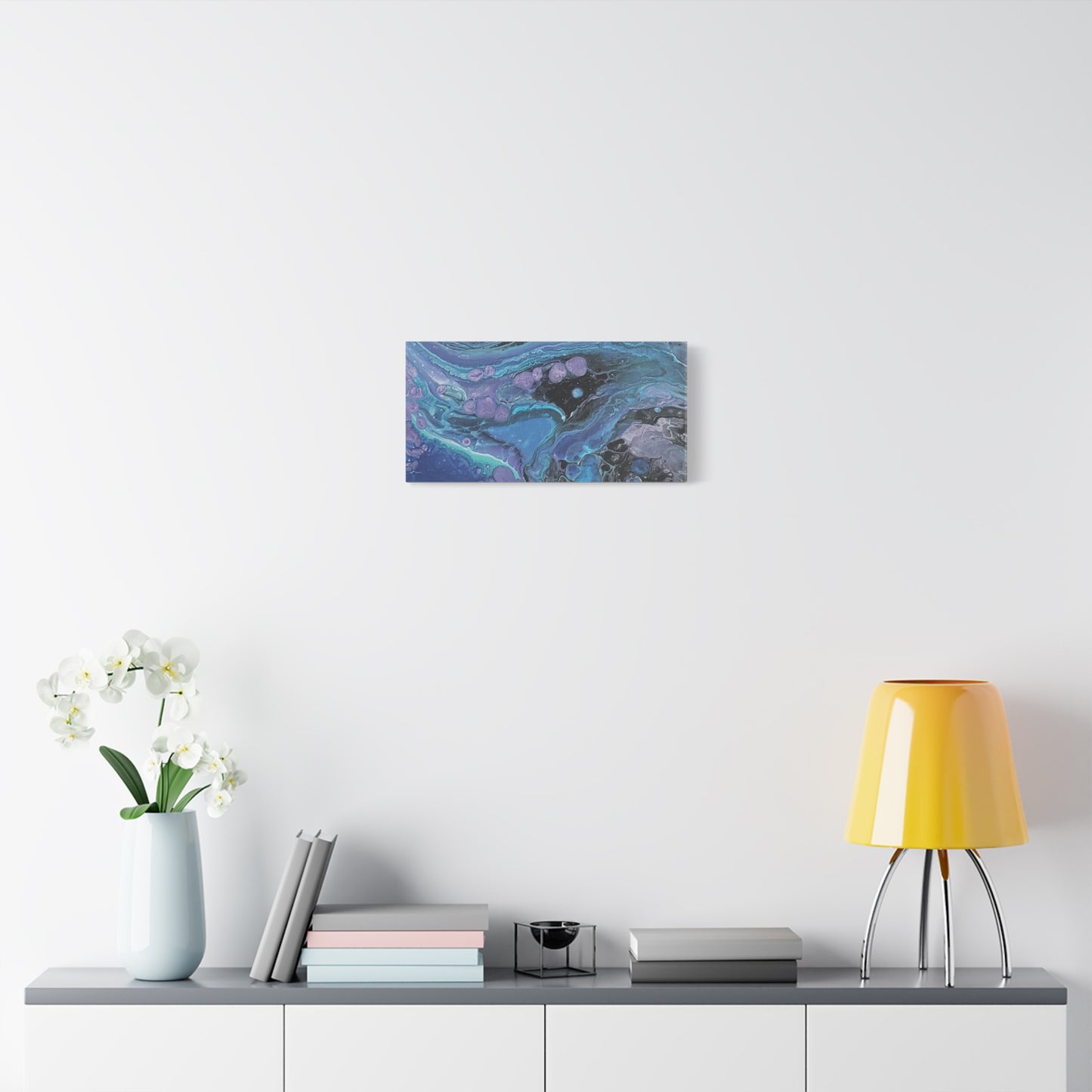 Abstract Ocean Wave Matte Canvas Print — Blue & Purple Fluid Art, Stretched 1.25"