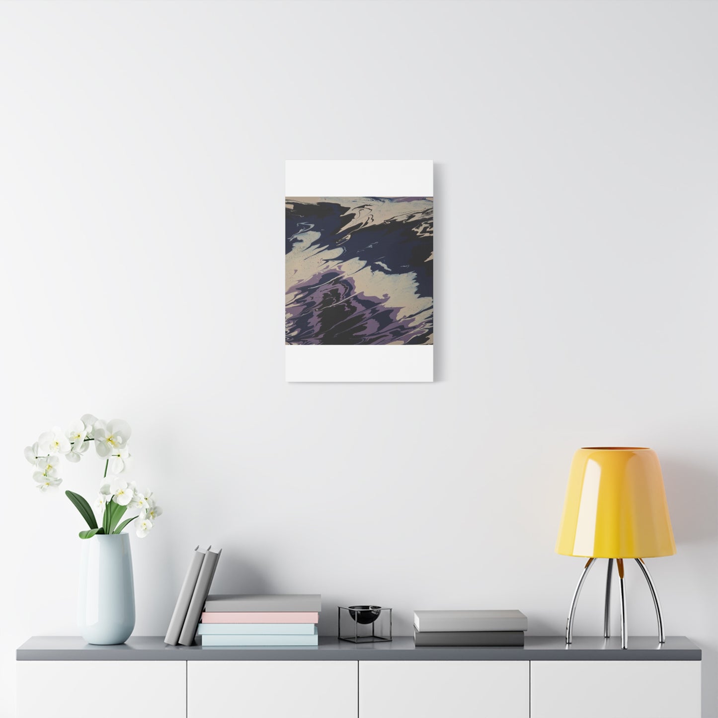 Abstract Navy & Lavender Wave Matte Stretched Canvas (1.25")