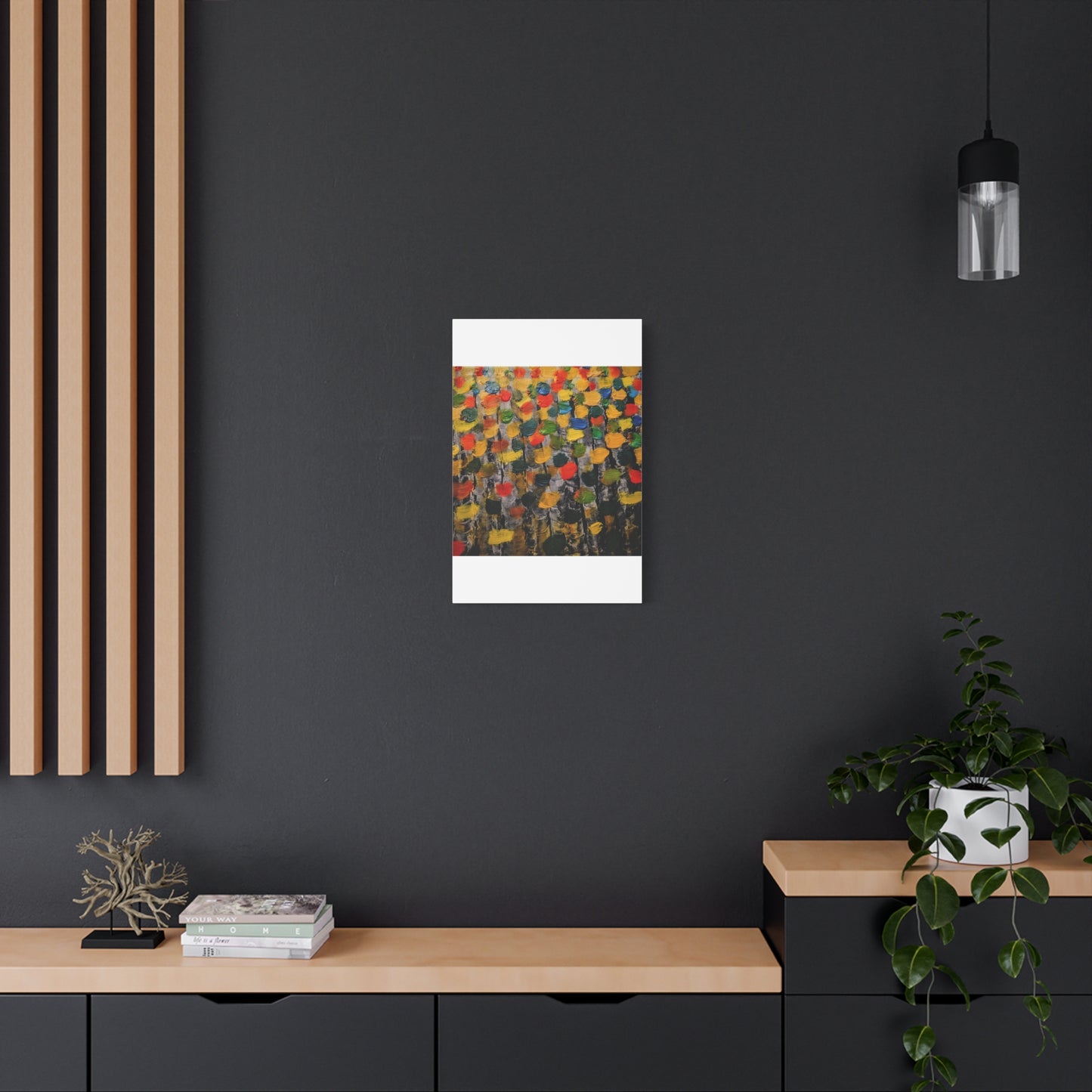 birch trees with color strokes - Abstract Color Bloom Matte Canvas Wall Art — Stretched 1.25"