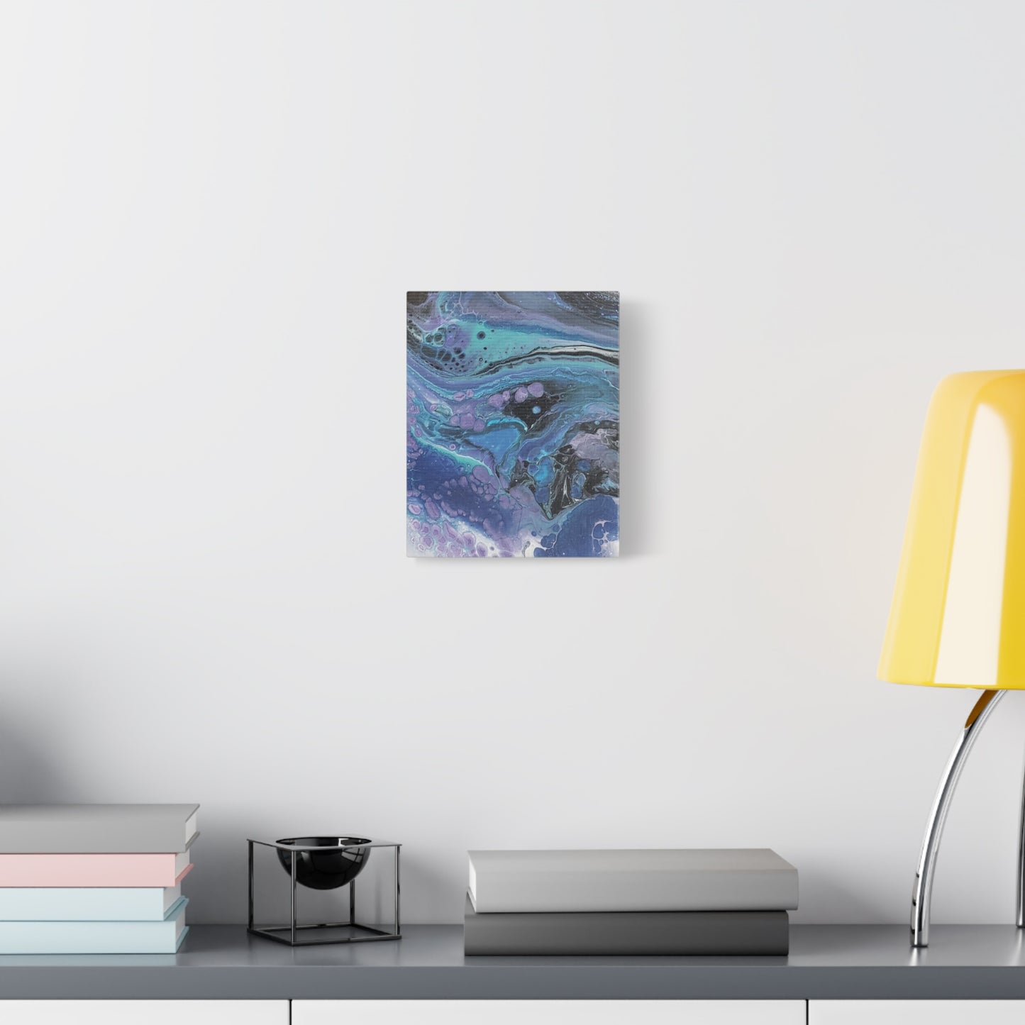 Abstract Ocean Wave Matte Canvas Print — Blue & Purple Fluid Art, Stretched 1.25"
