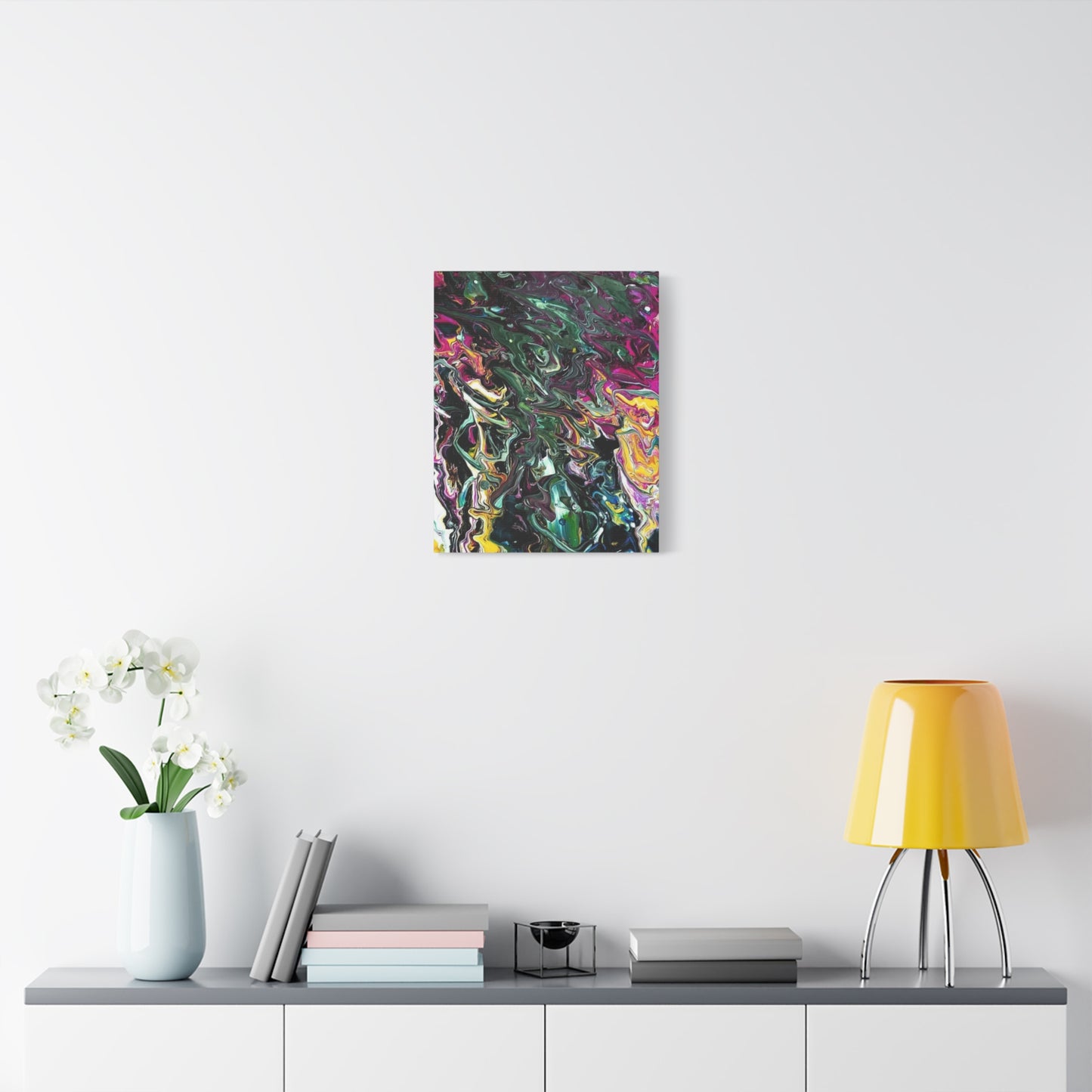 chaos in the garden - Abstract Fluid Art Matte Canvas Print - Colorful Swirl Wall Art