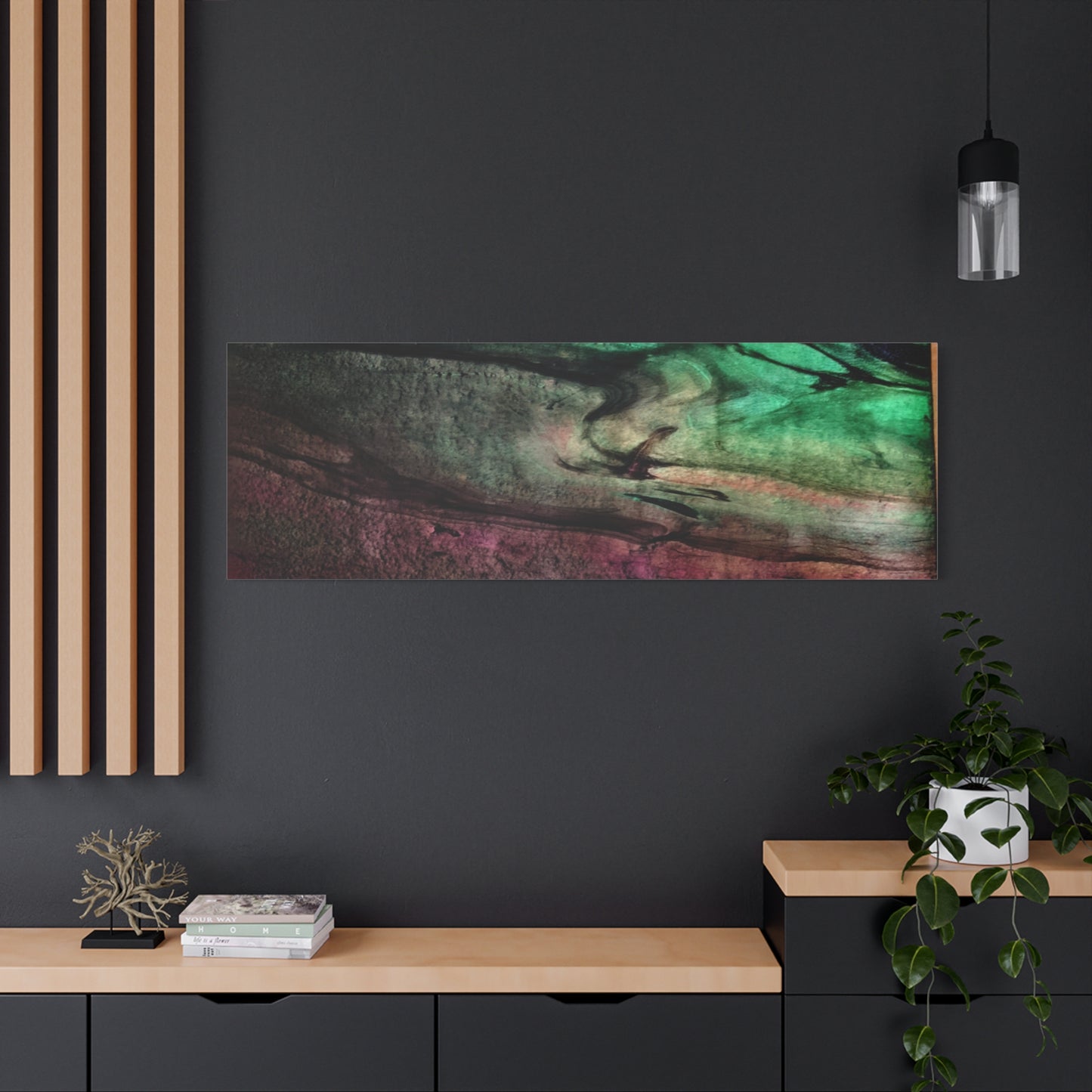 flame tempered pour - Abstract Teal & Magenta Canvas Wall Art — Matte Stretched 1.25"