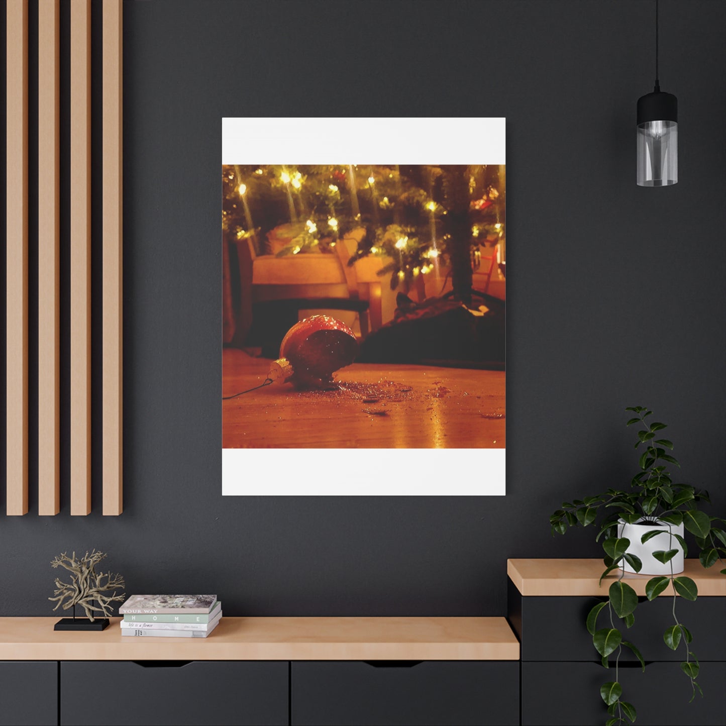 Christmas Tree Ornament Photo Canvas – Cozy Holiday Still Life Wall Art