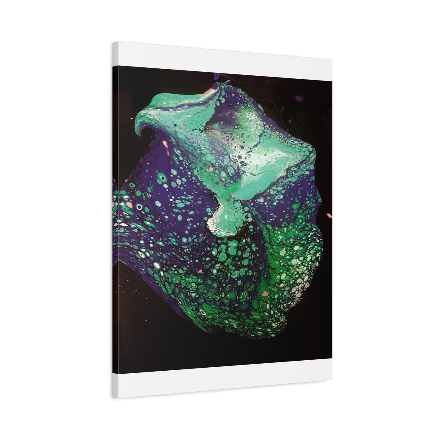 Abstract Green & Teal Fluid Art Canvas Print - Matte Stretched Wall Art