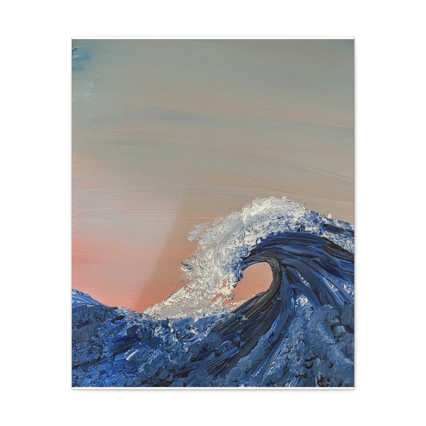 California_Coast - Ocean Wave Canvas Art — Blue Wave Seascape Matte Stretched Canvas