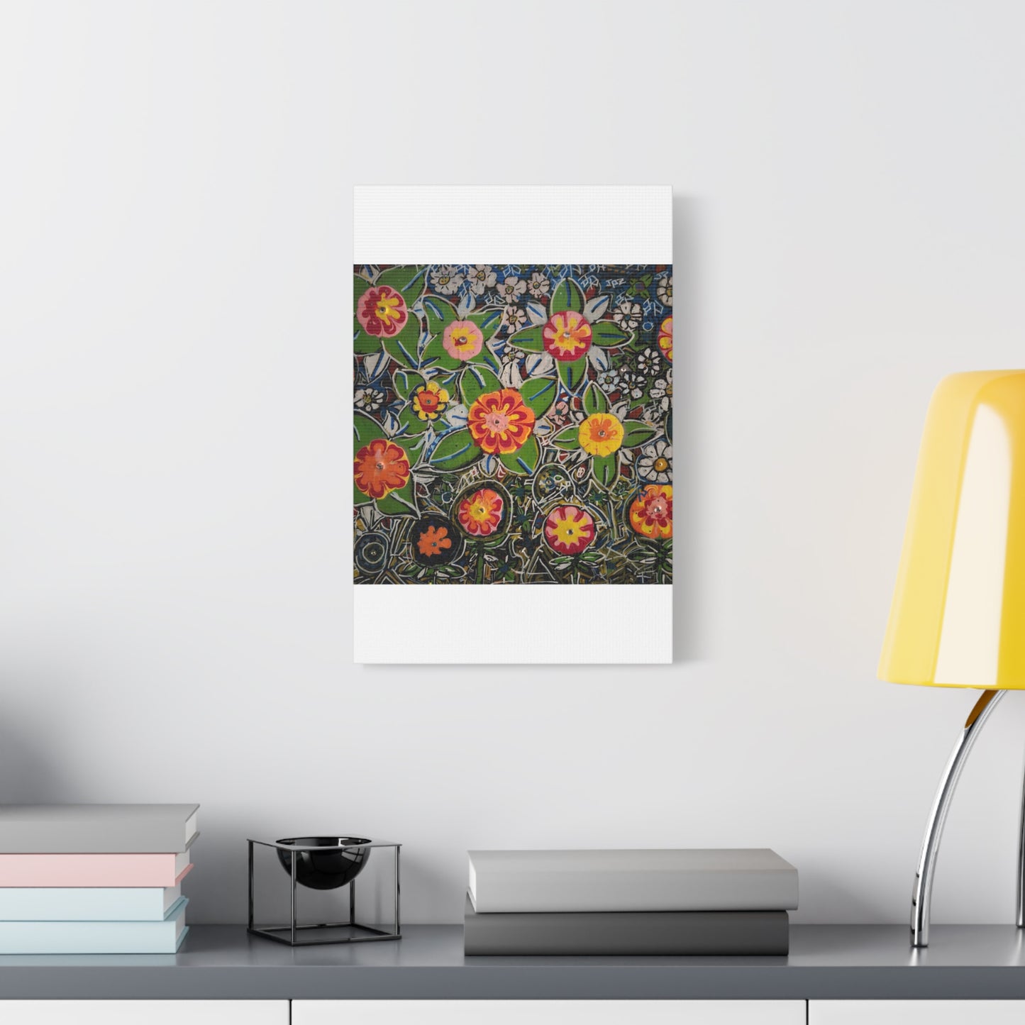 Urban_gardening-04 - Floral Pop Matte Stretched Canvas – Colorful Hand-Painted Garden Wall Art