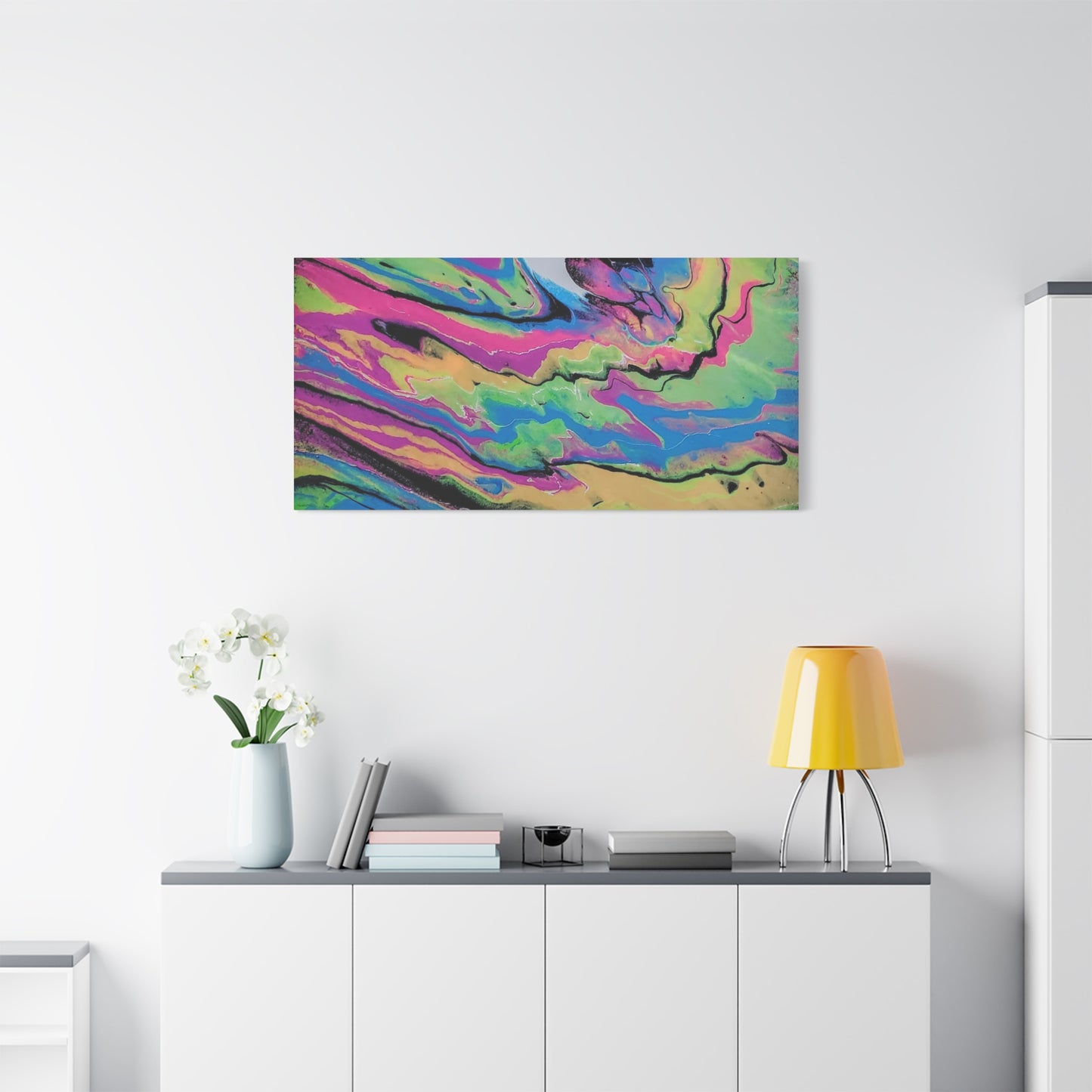 Abstract Neon Fluid Art Canvas Print — Vibrant Psychedelic Wall Decor