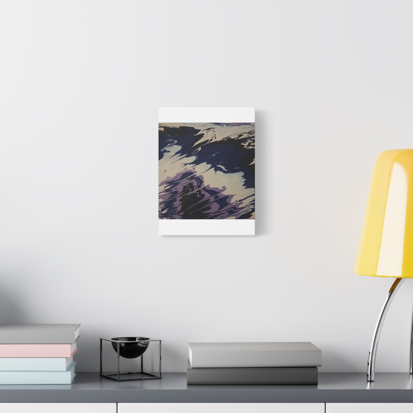 Abstract Navy & Lavender Wave Matte Stretched Canvas (1.25")