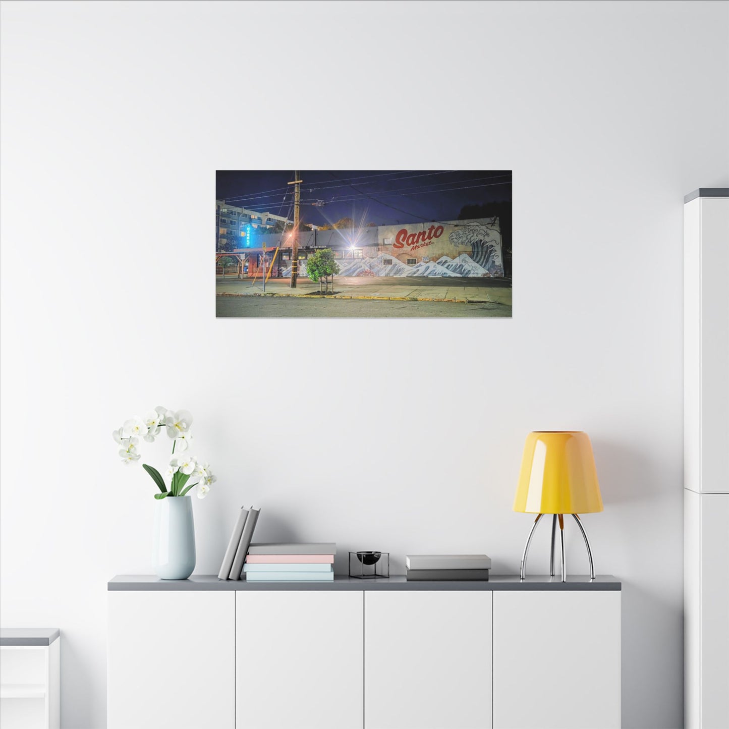 Santo Market Mural (7th&taylor)— Nighttime Urban Wall Art