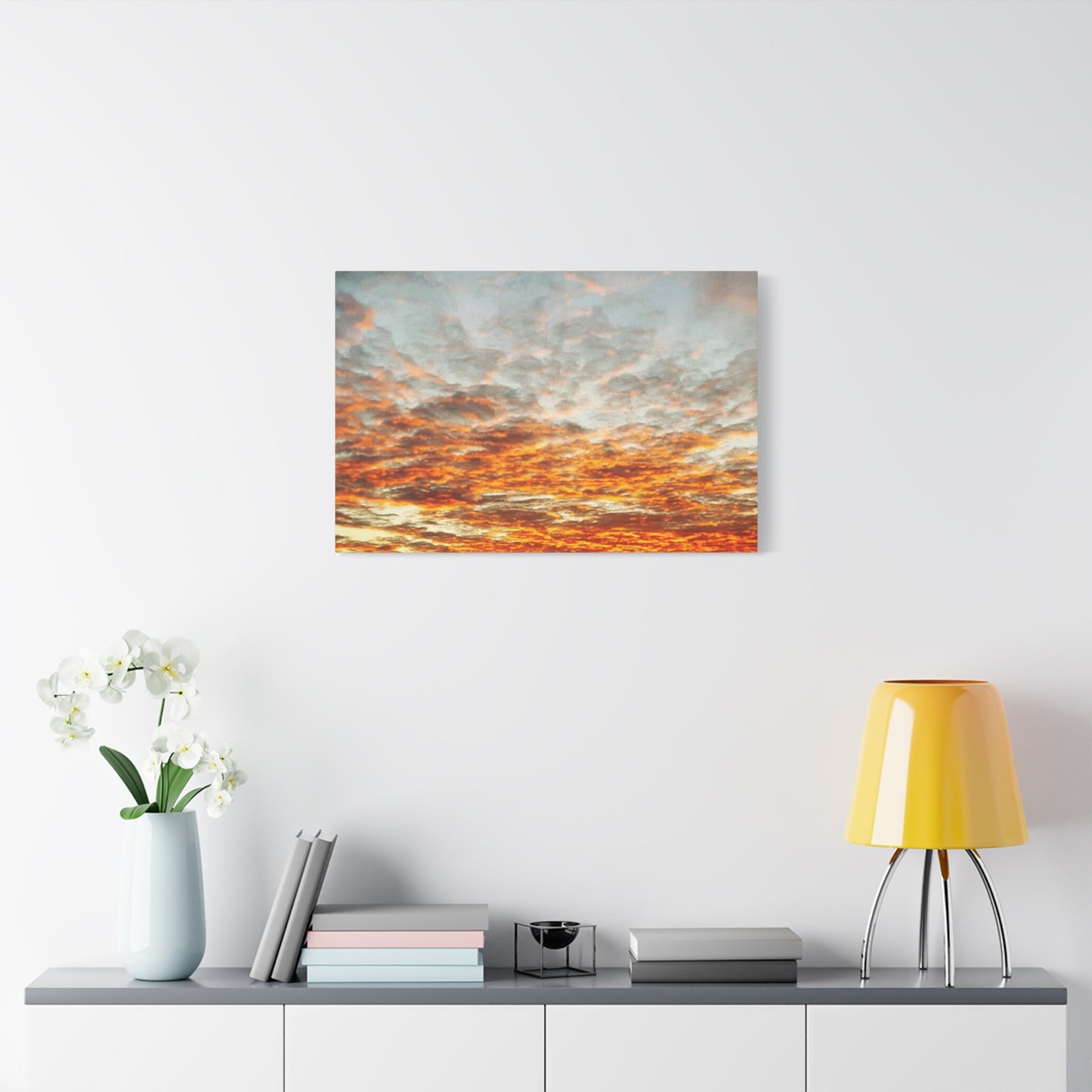 Sunset Sky Canvas Print — Orange Cloudscape Matte Stretched Wall Art