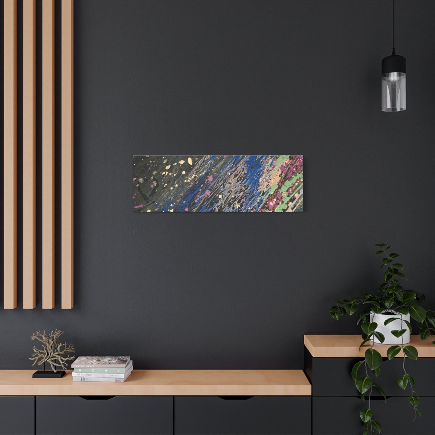 Abstract Splatter Matte Canvas Print — Colorful Fluid Art Wall Decor, Stretched 1.25"