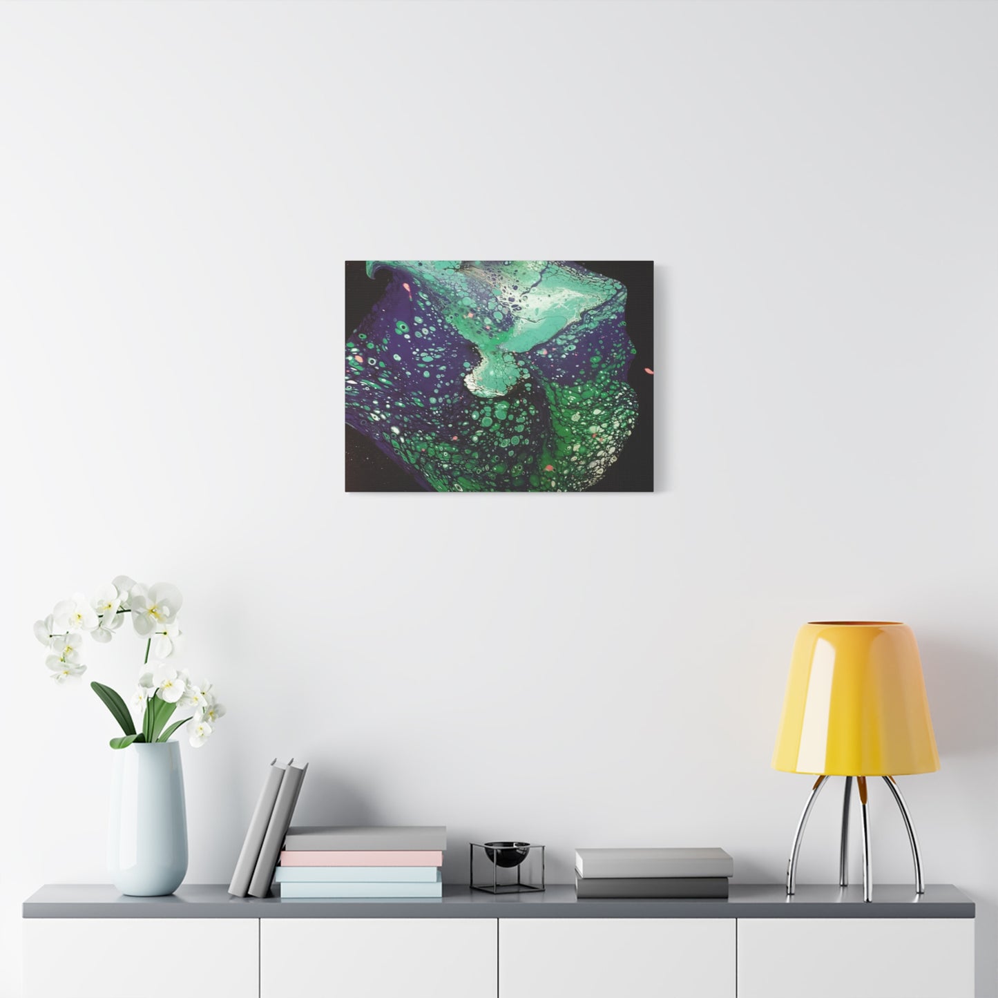 Abstract Green & Teal Fluid Art Canvas Print - Matte Stretched Wall Art