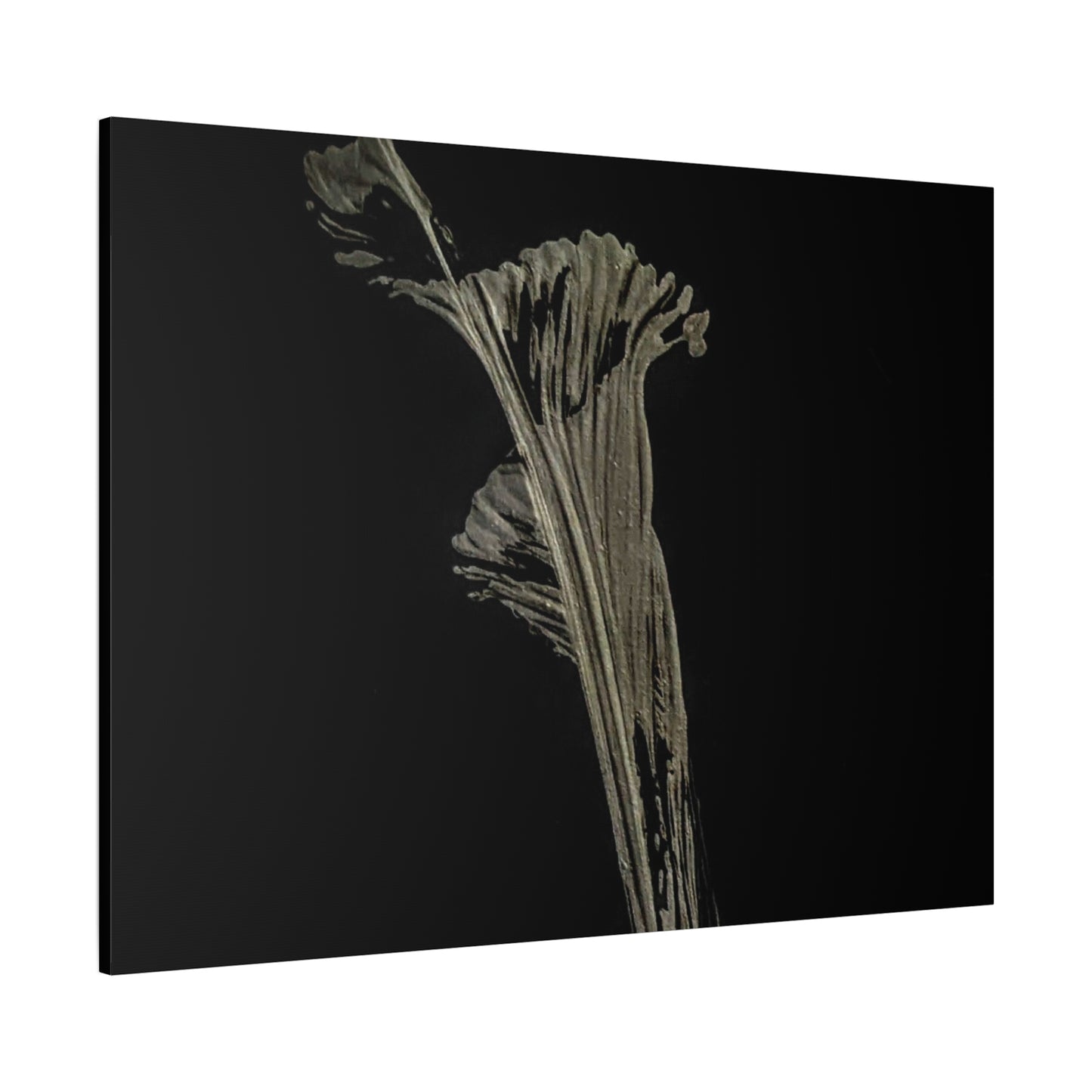 Calla Lilly - Minimalist Botanical Canvas Print — Monochrome Flower Art on Black Matte
