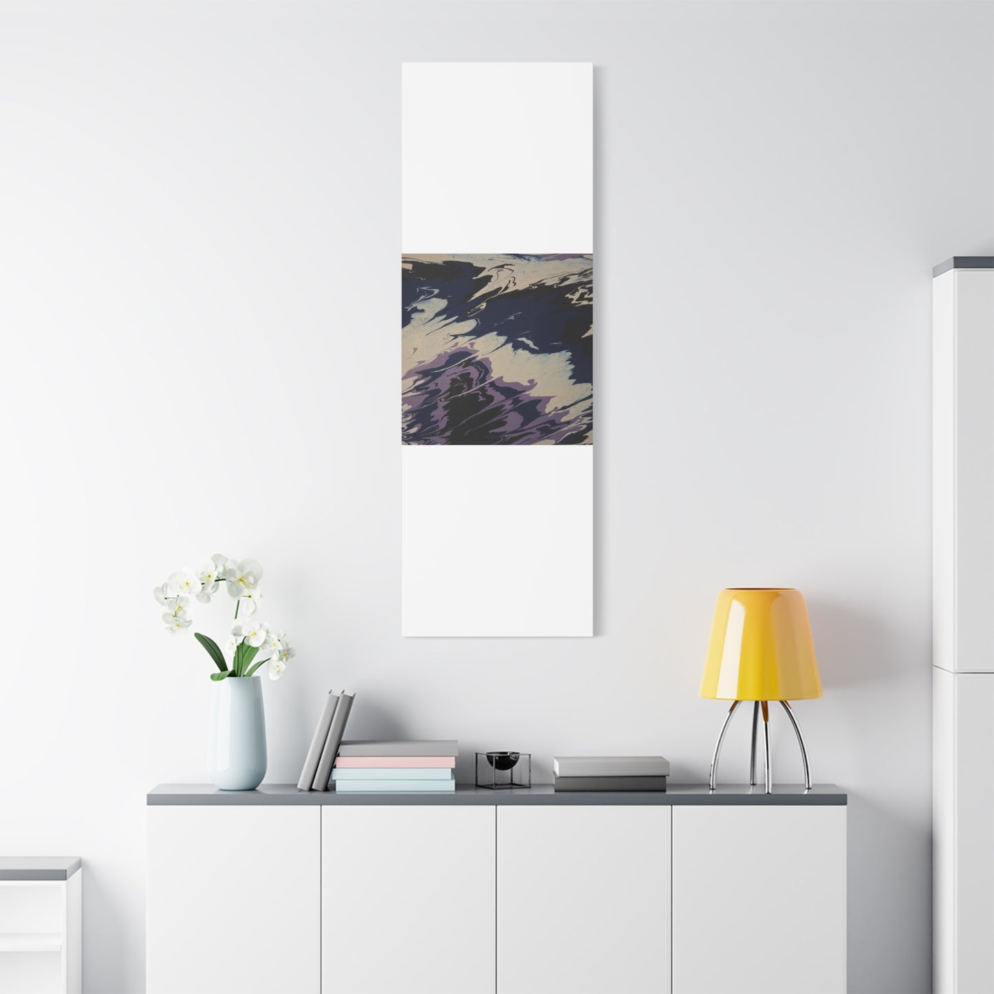 Abstract Navy & Lavender Wave Matte Stretched Canvas (1.25")