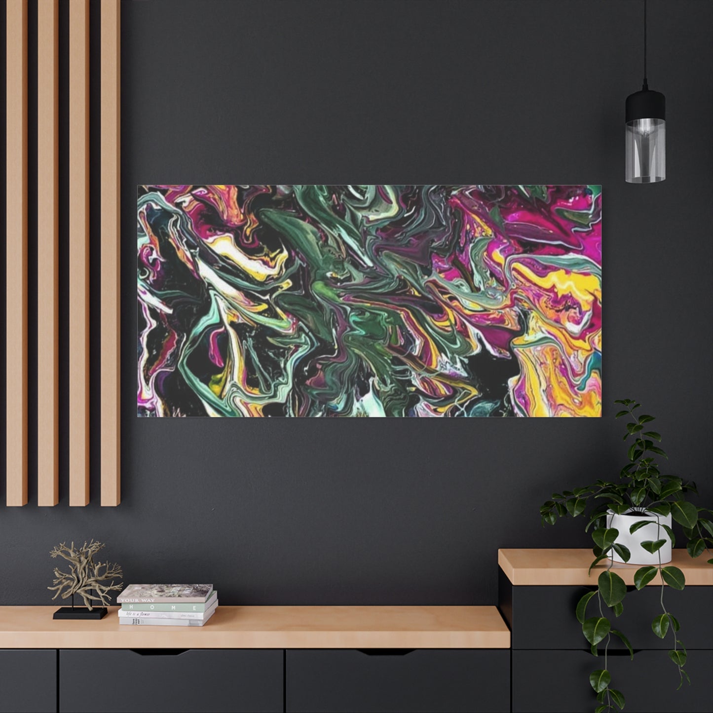 chaos in the garden - Abstract Fluid Art Matte Canvas Print - Colorful Swirl Wall Art