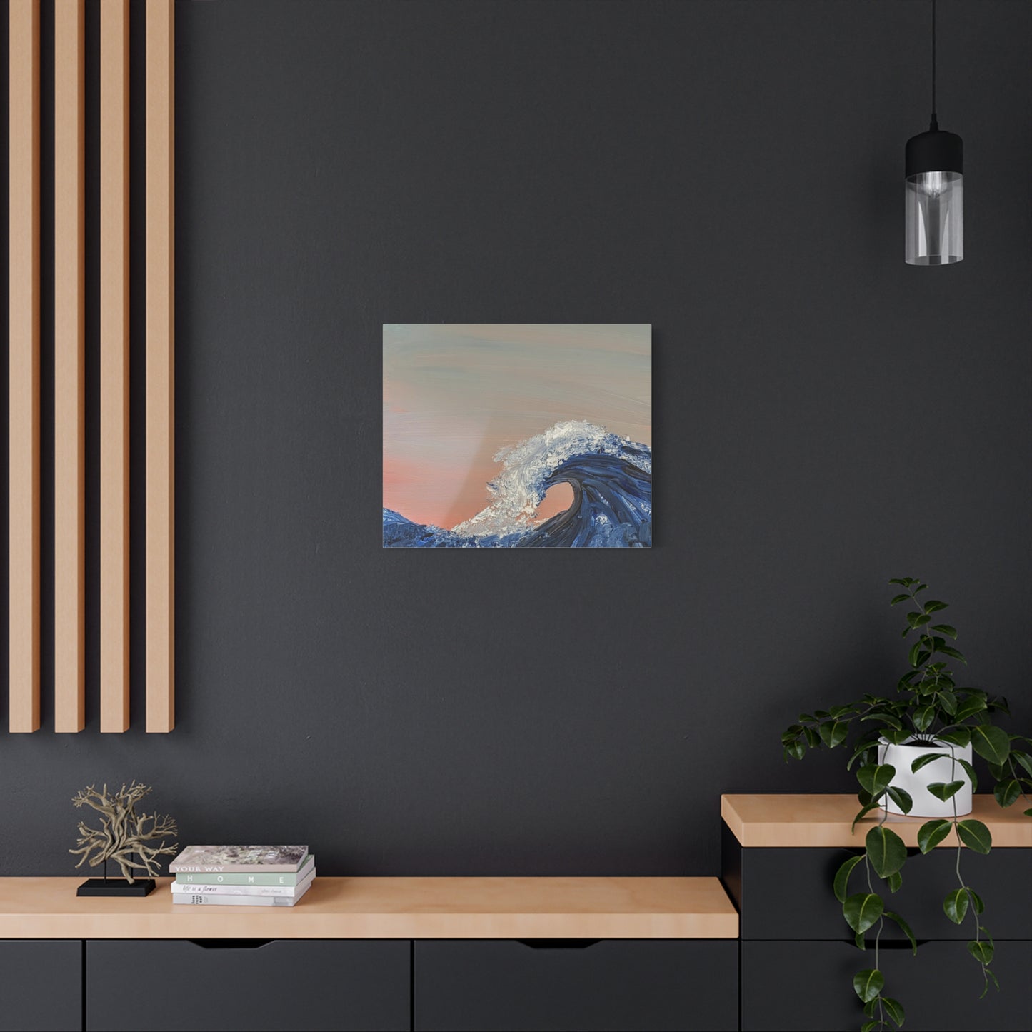 California_Coast - Ocean Wave Canvas Art — Blue Wave Seascape Matte Stretched Canvas
