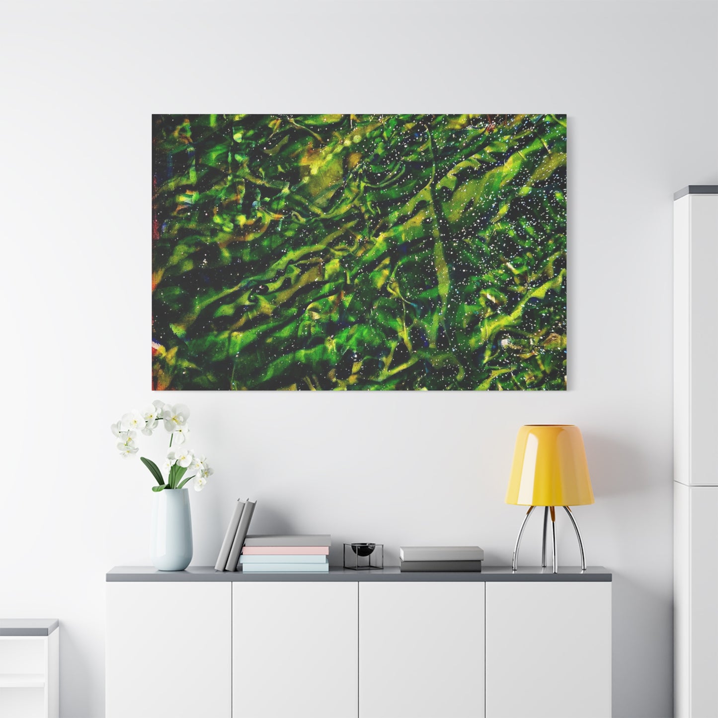 Confessions - Abstract Green Texture Canvas - Matte Stretched Wall Art