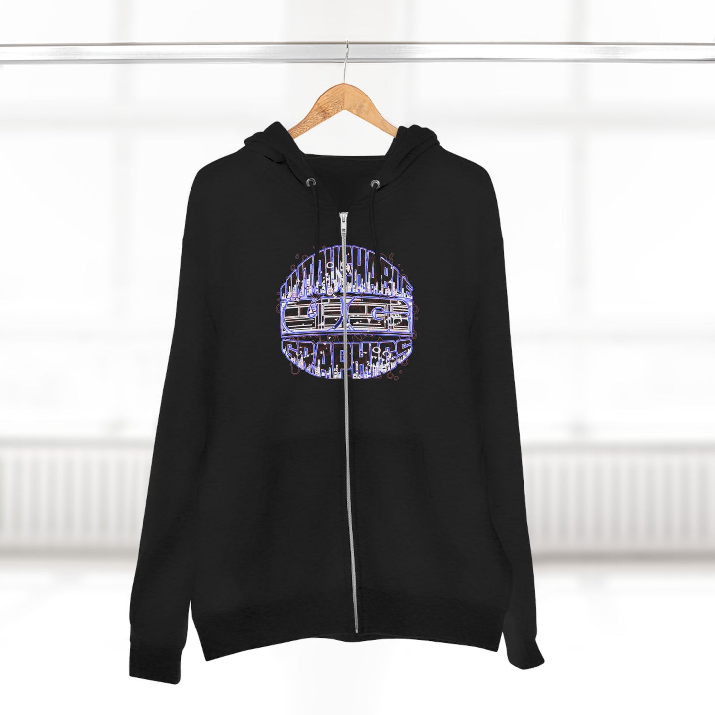 UG-logo - Zip Hoodie with Abstract Cyber Circuit Circle Graphic