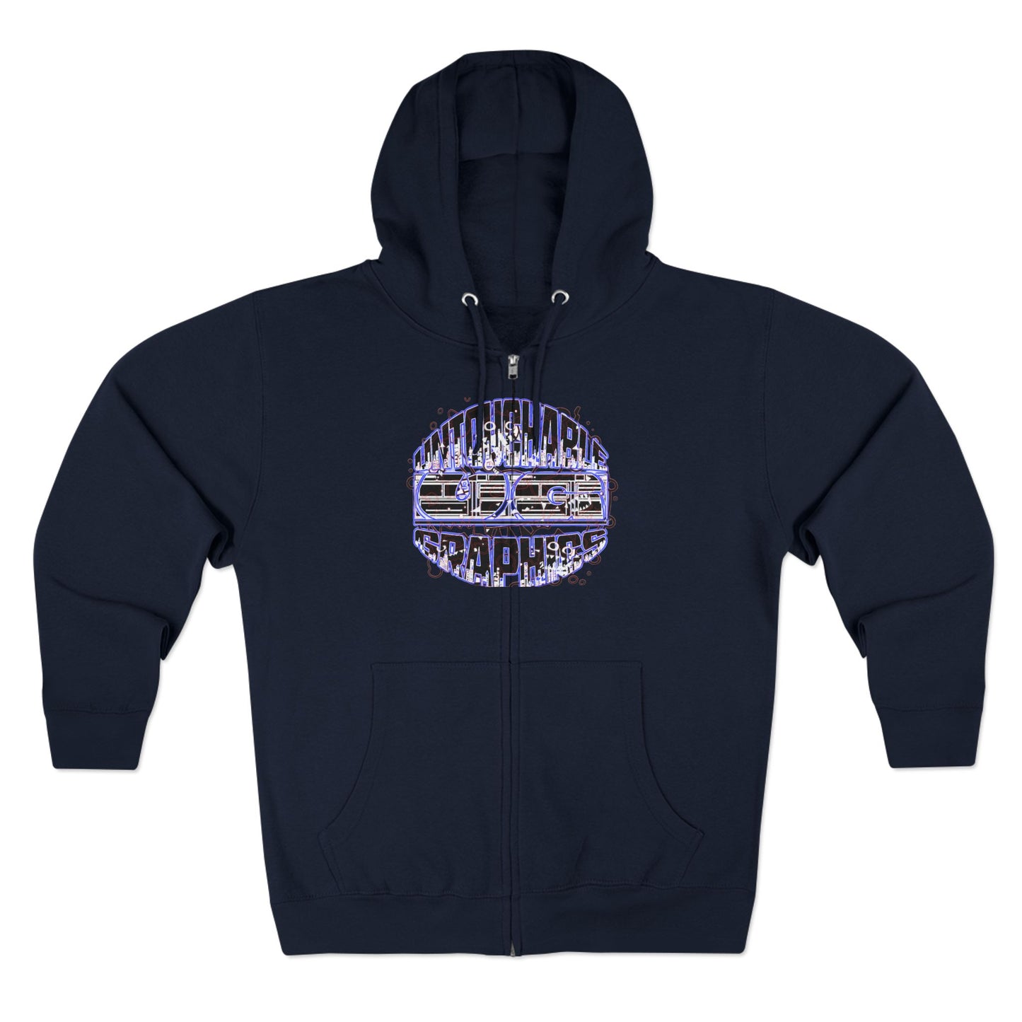 UG-logo - Zip Hoodie with Abstract Cyber Circuit Circle Graphic