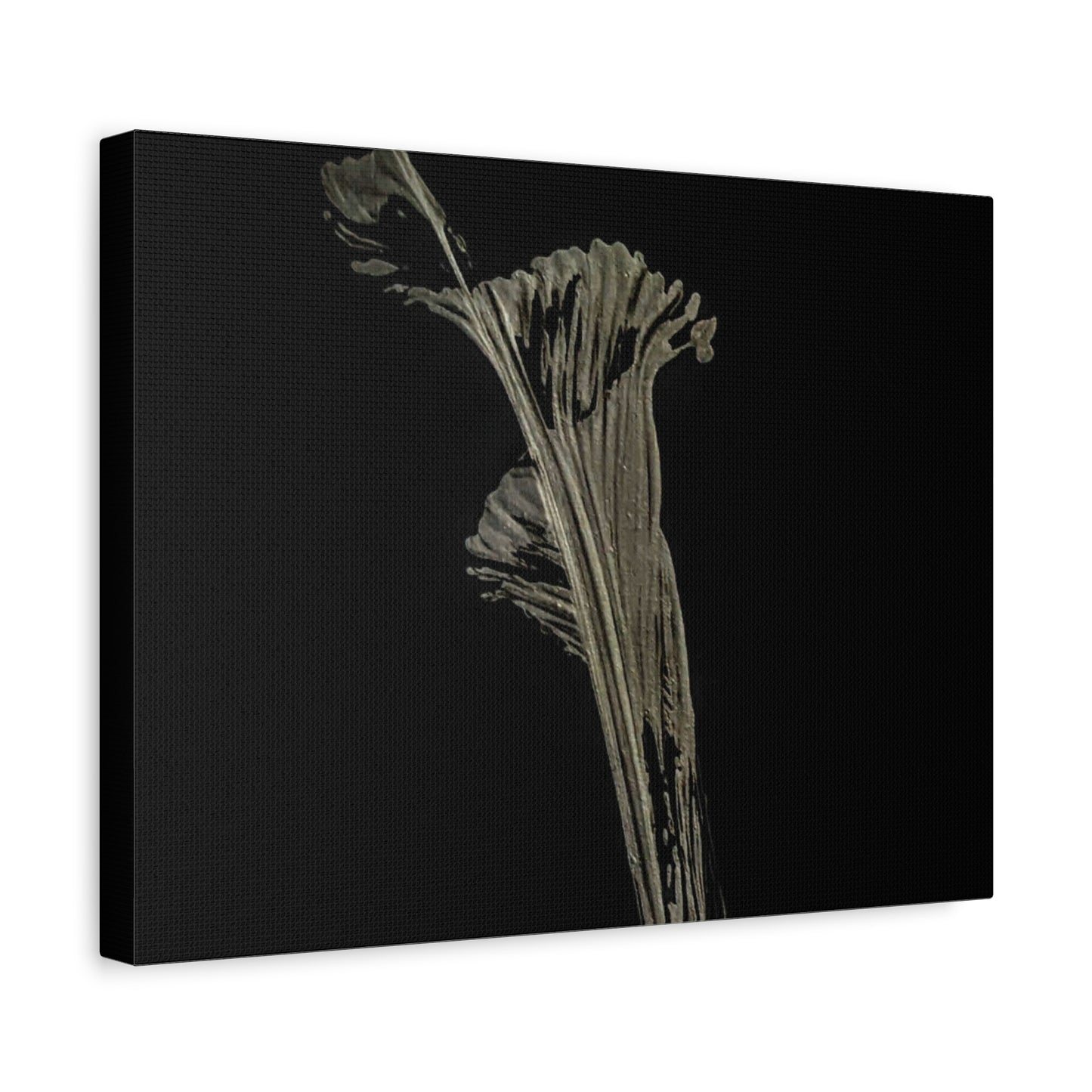 Calla Lilly - Minimalist Botanical Canvas Print — Monochrome Flower Art on Black Matte