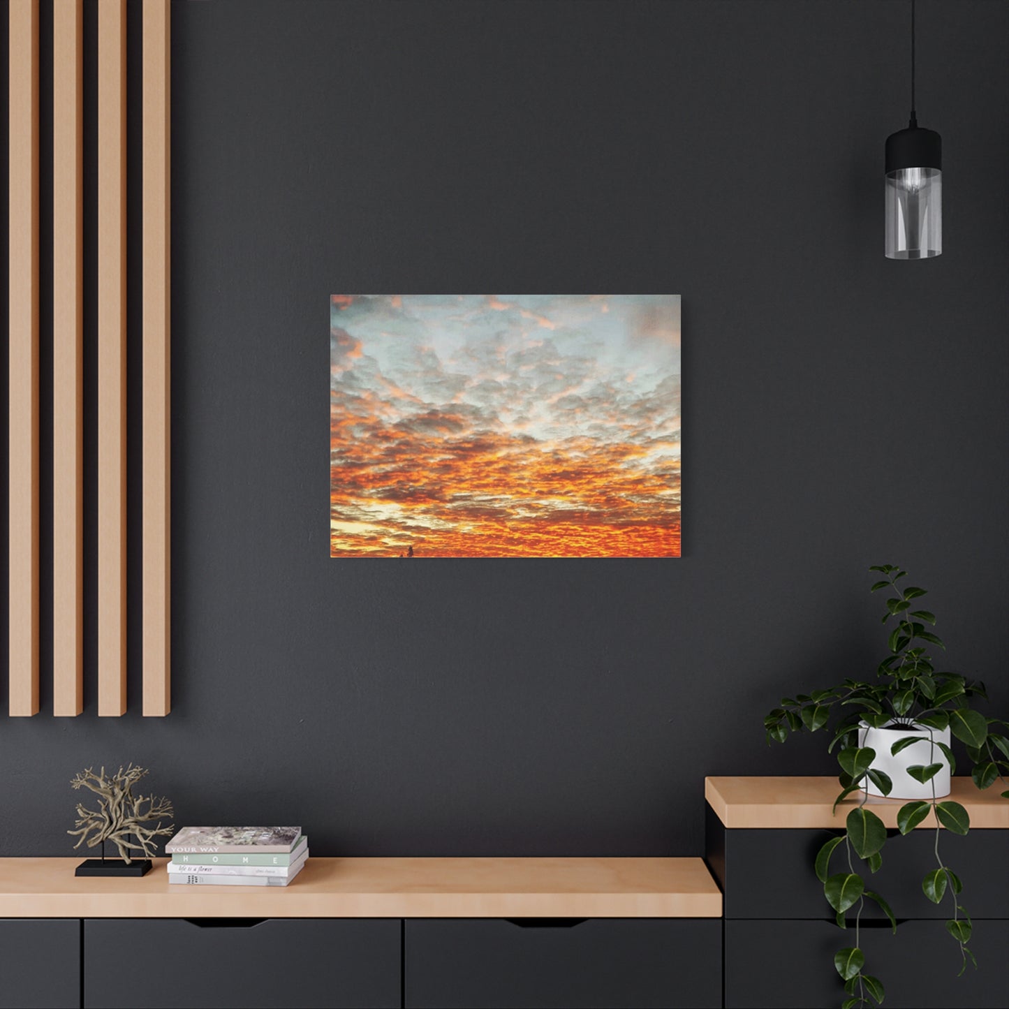 Sunset Sky Canvas Print — Orange Cloudscape Matte Stretched Wall Art