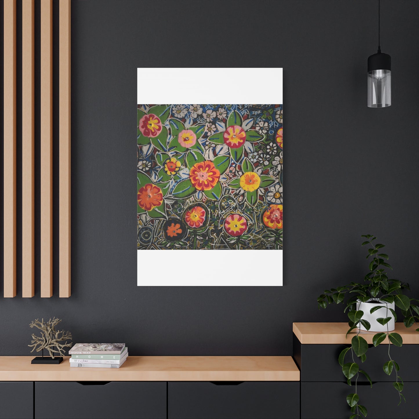 Urban_gardening-04 - Floral Pop Matte Stretched Canvas – Colorful Hand-Painted Garden Wall Art