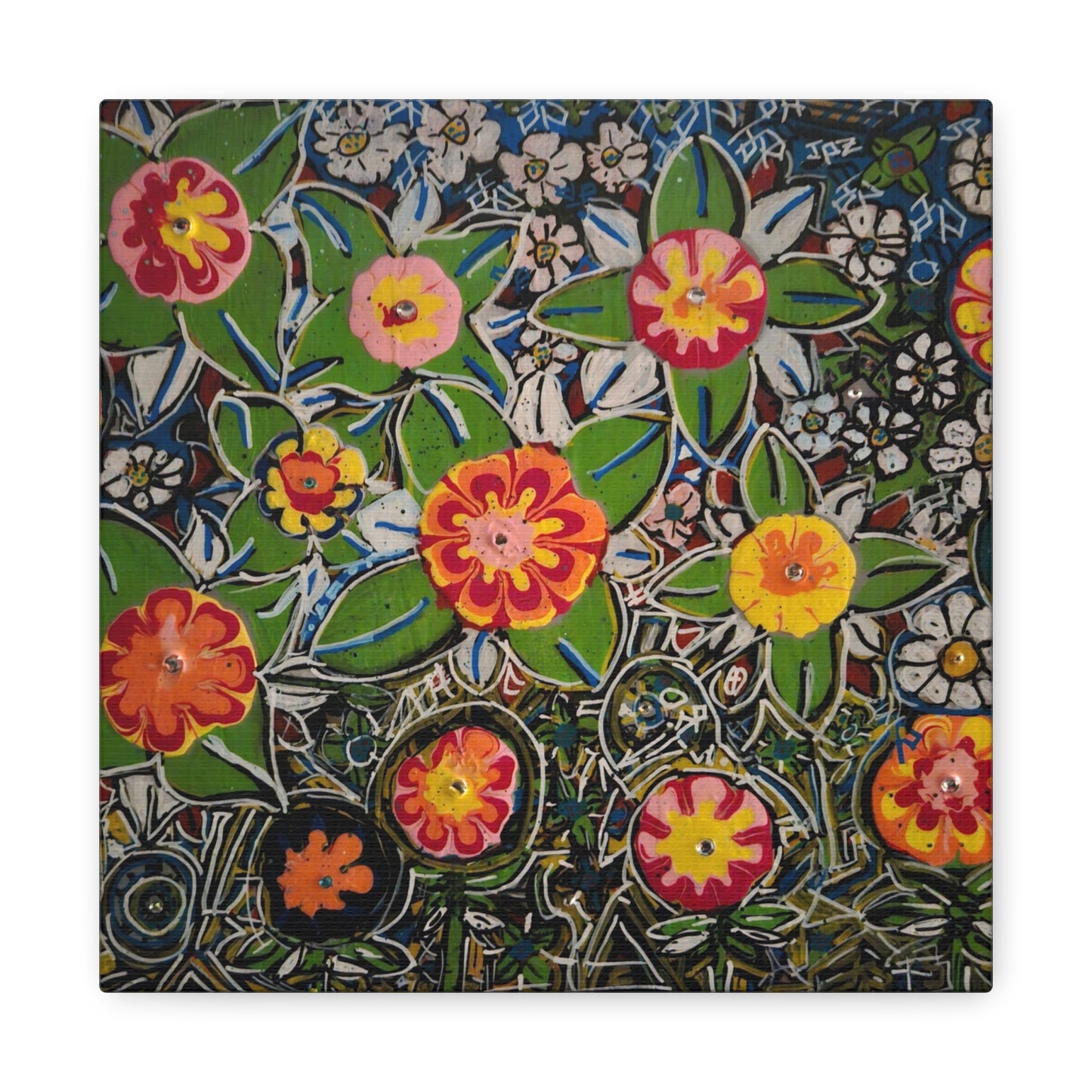 Urban_gardening-04 - Floral Pop Matte Stretched Canvas – Colorful Hand-Painted Garden Wall Art